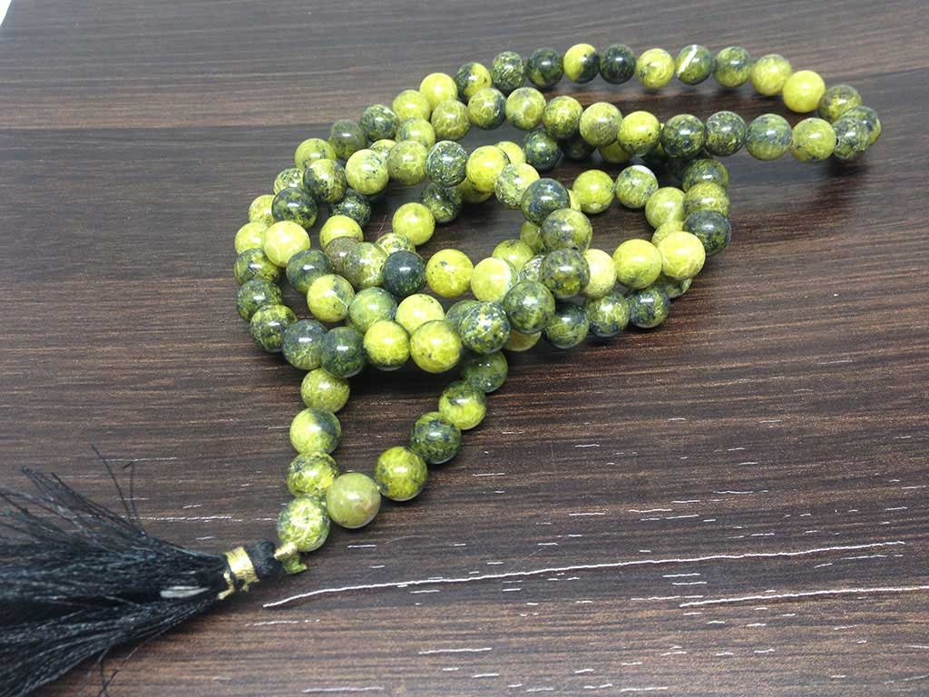 One (1) Natural 8mm Serpentine Mala With 108 Prayer Beads Perfect For Mediation Tibetan mala Jap mala Prayer Mala Necklace ~ JP538 DestGlow