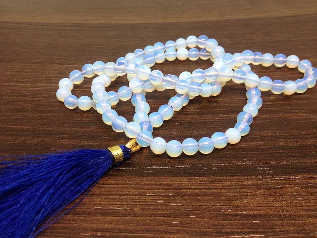 Opal Synthetic Gemstone Mala, 108 Prayer Bead Mala. DestGlow