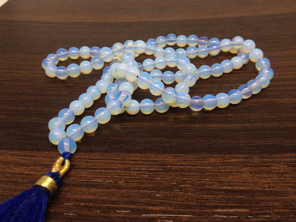 Opal Synthetic Gemstone Mala, 108 Prayer Bead Mala. DestGlow