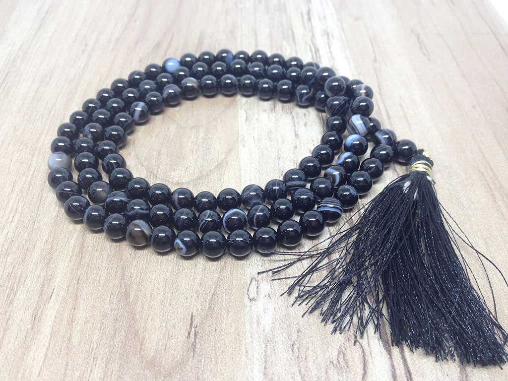 One (1) Natural 6mm Black Sulemani Agate Mala With 108 Prayer Beads Perfect For Mediation Spiritua Mala Prayer DestGlow