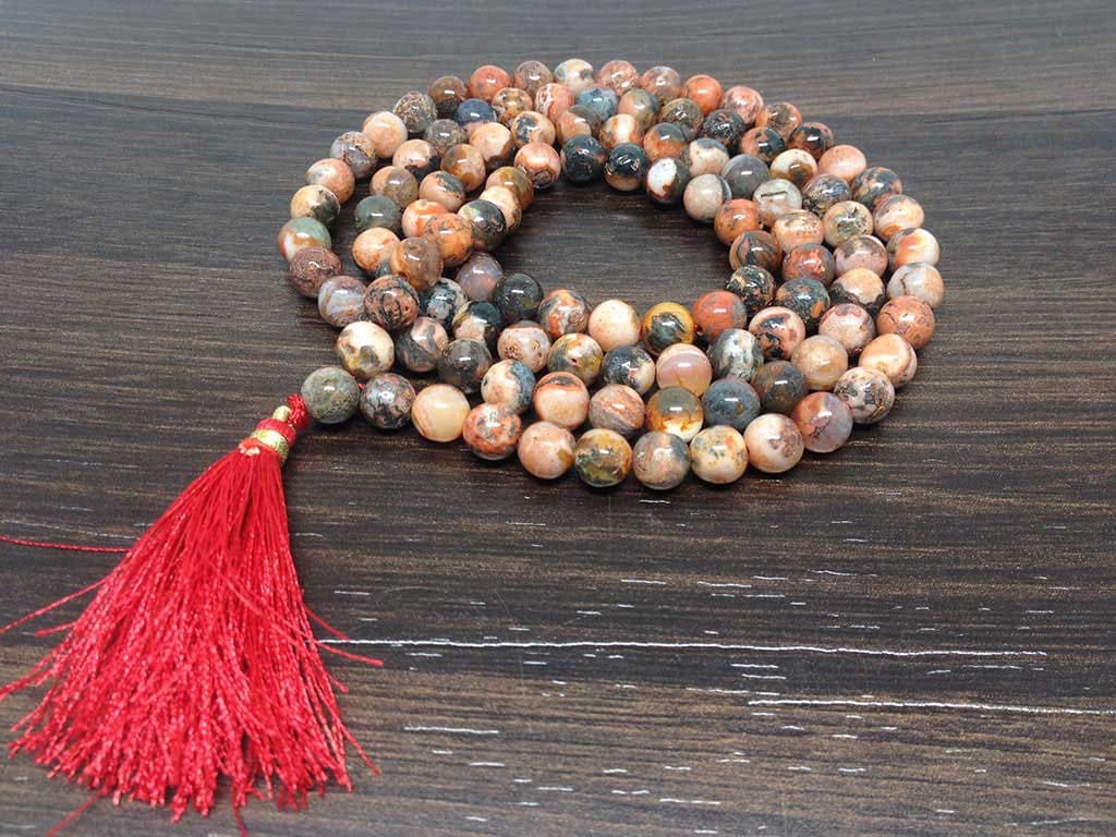 Natural Fire Agate Mala With 108 Prayer Beads Perfect For Mediation DestGlow