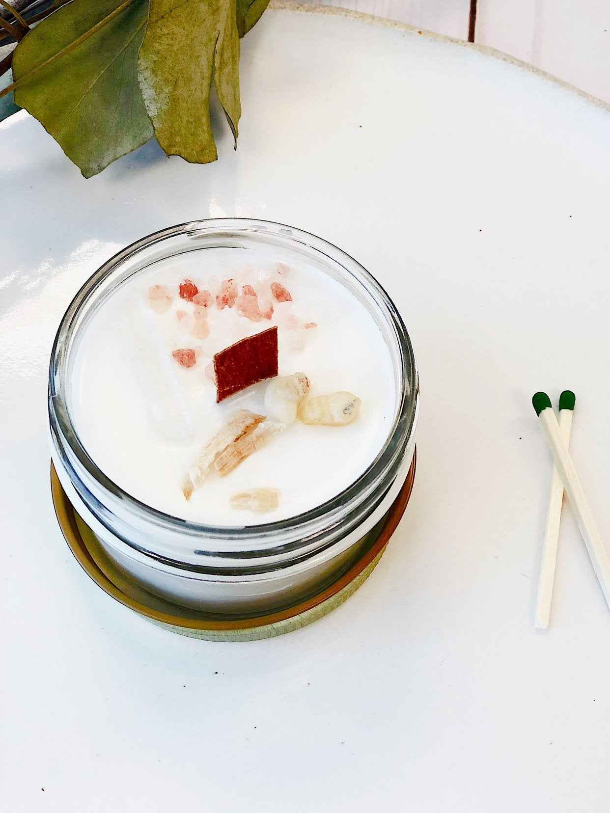 Space Clearing Candle/ Intention Candle / Organic Soy Candle / Candle with Crystals / Cleansing Candle by Butter Me Up Organics