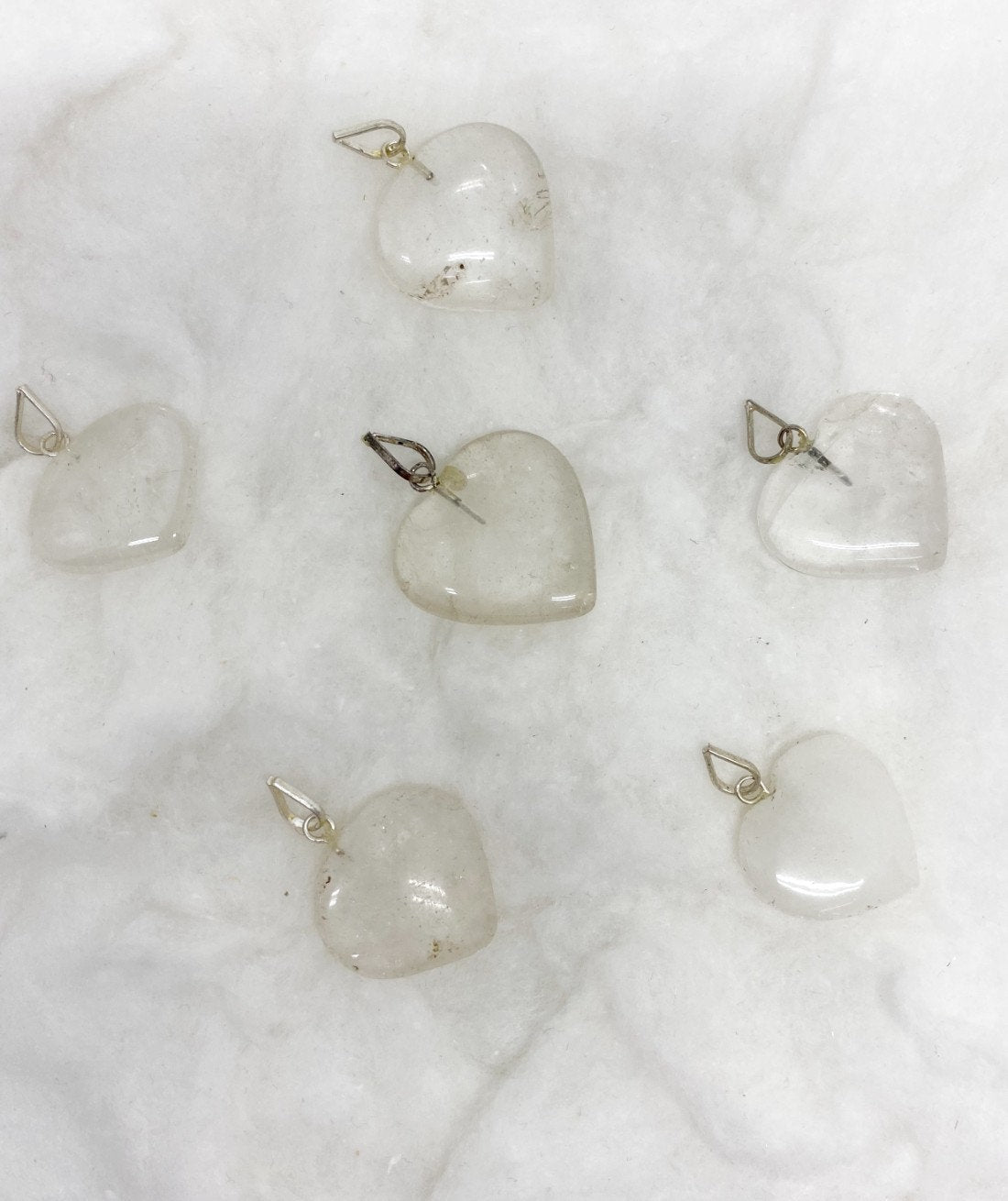 Crystal Quartz Flat Heart Pendant Stone Pendants DestGlow