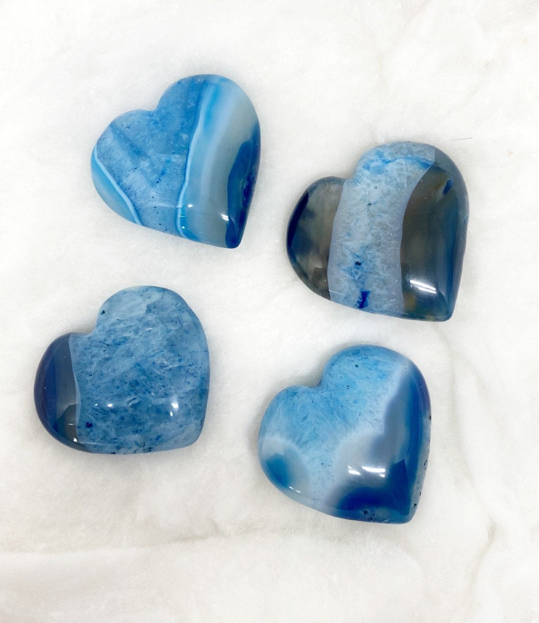 Blue Onyx Heart Crystal, Puffy Mini 2 Inch Pocket Crystal Heart DestGlow