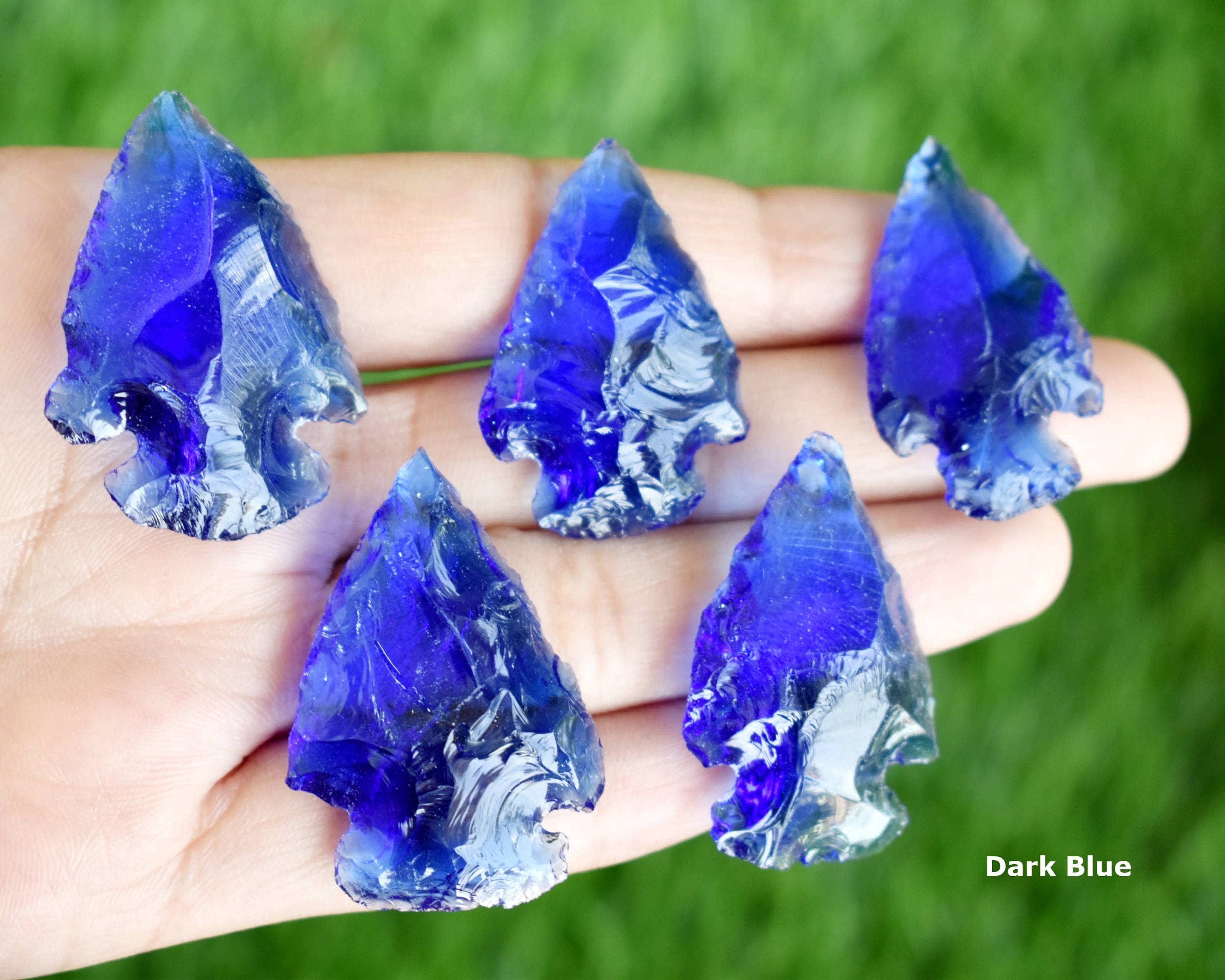 1.25 inch Arrowhead Points Set, Mix Multi Colored Glass 6 Pieces Glass Arrowhead Set DestGlow