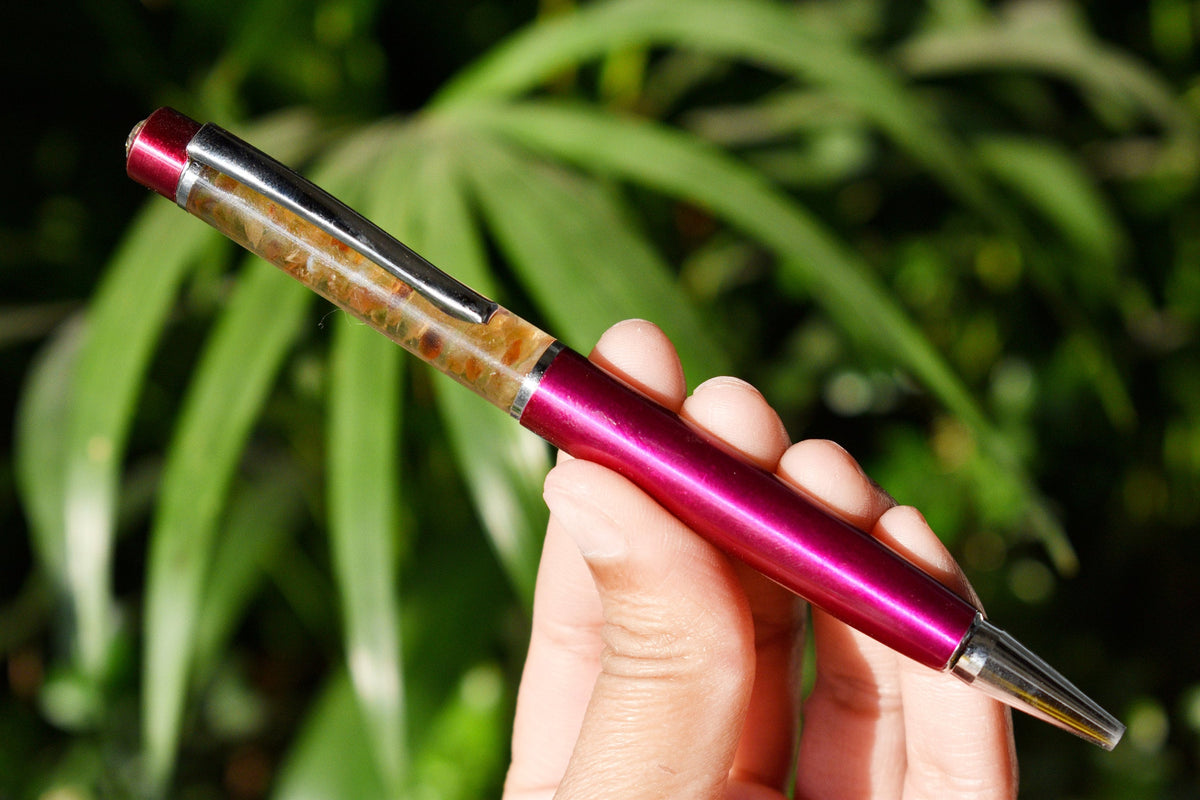 Carnelian Crystal Pen, Crystal Orgone Manifestation Pen DestGlow