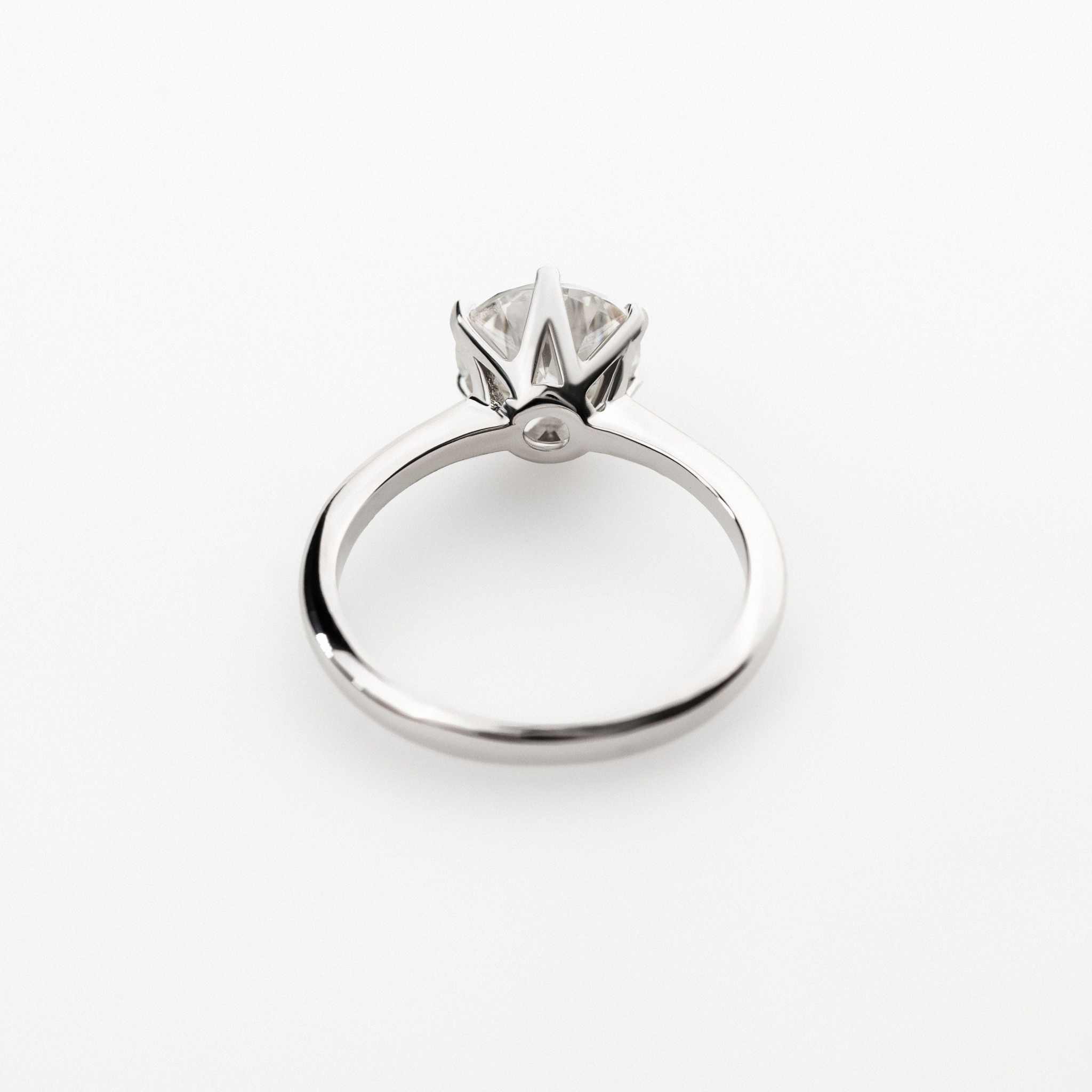 Moissanite 0.5-2 TCW Solitaire Engagement Ring - 925 Sterling Silver - DestGlow