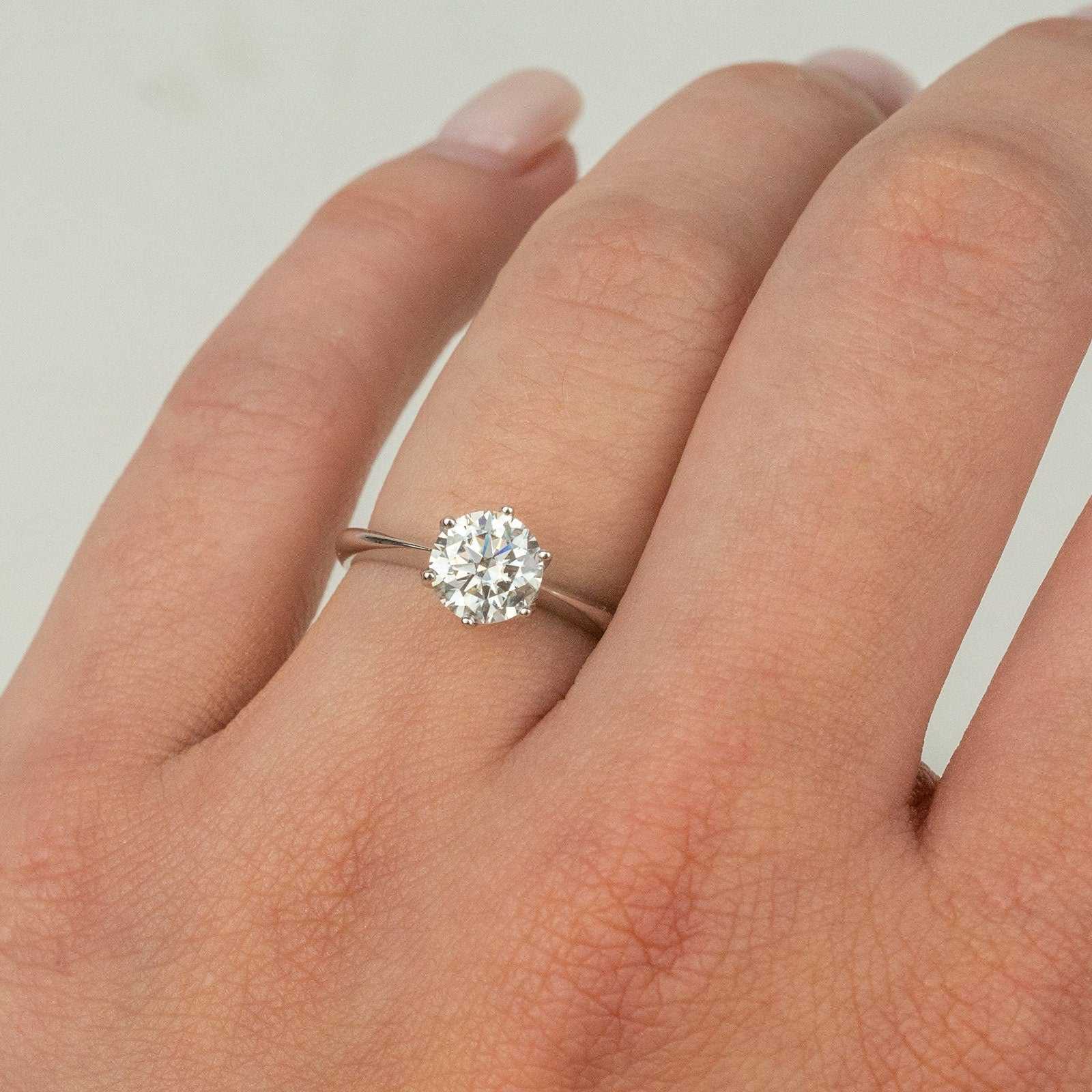 Moissanite 0.5-2 TCW Solitaire Engagement Ring - 925 Sterling Silver - DestGlow