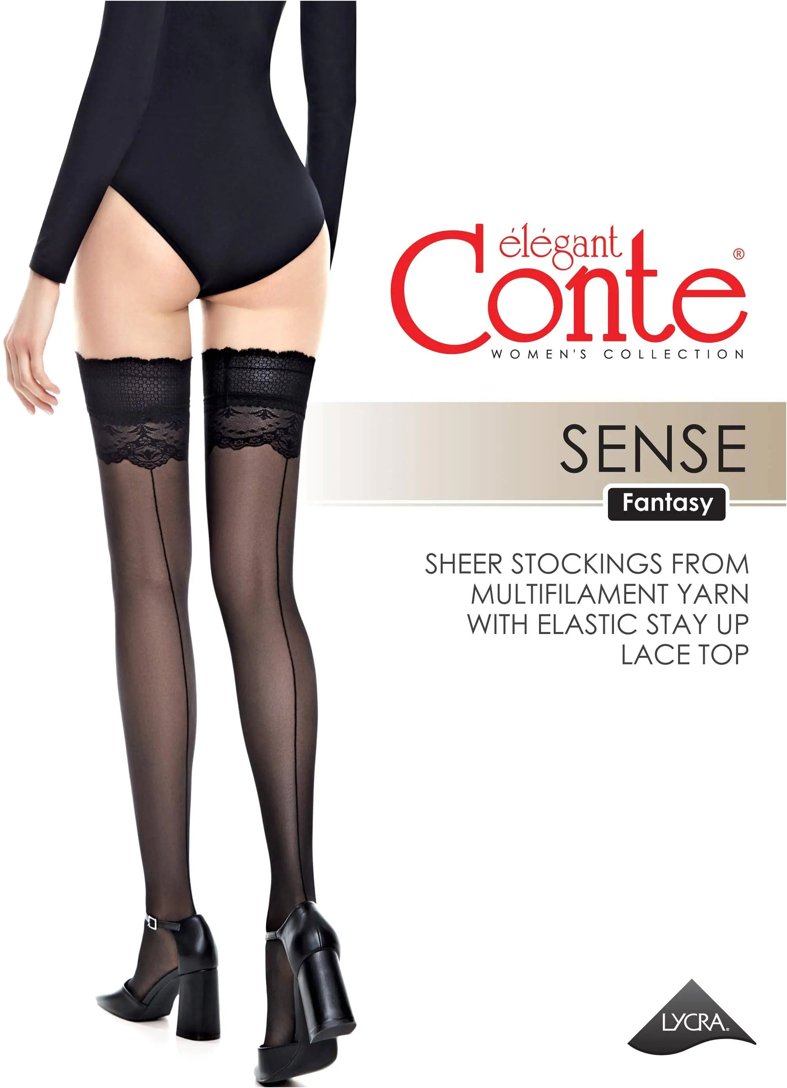 Fantasy Stockings Conte Sense - Silicone Lace Top with Back Seam Imitation by TheRanok.com