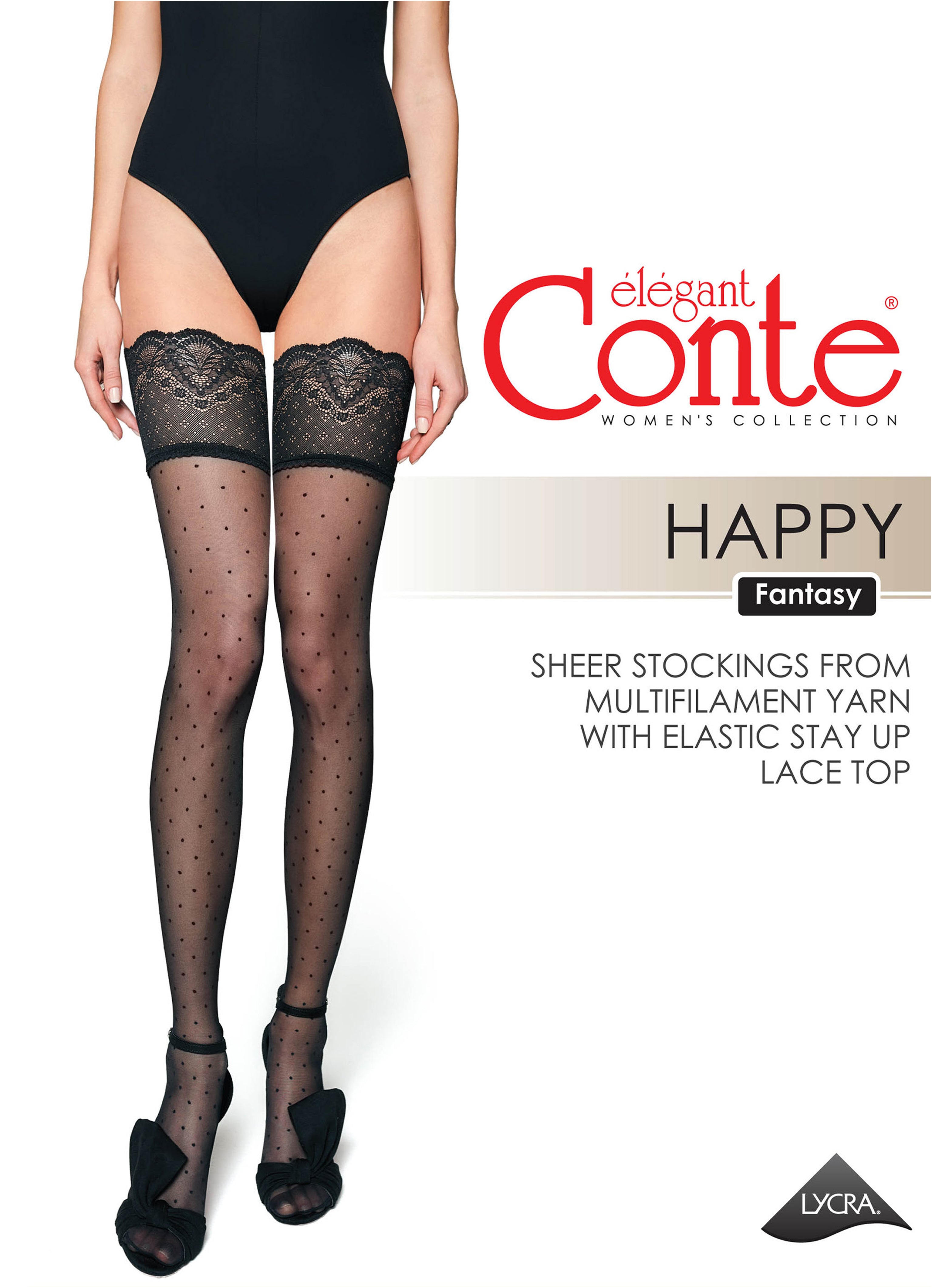 Fantasy Stockings Conte Happy - Polka Dot Silicone Lace Top by TheRanok.com