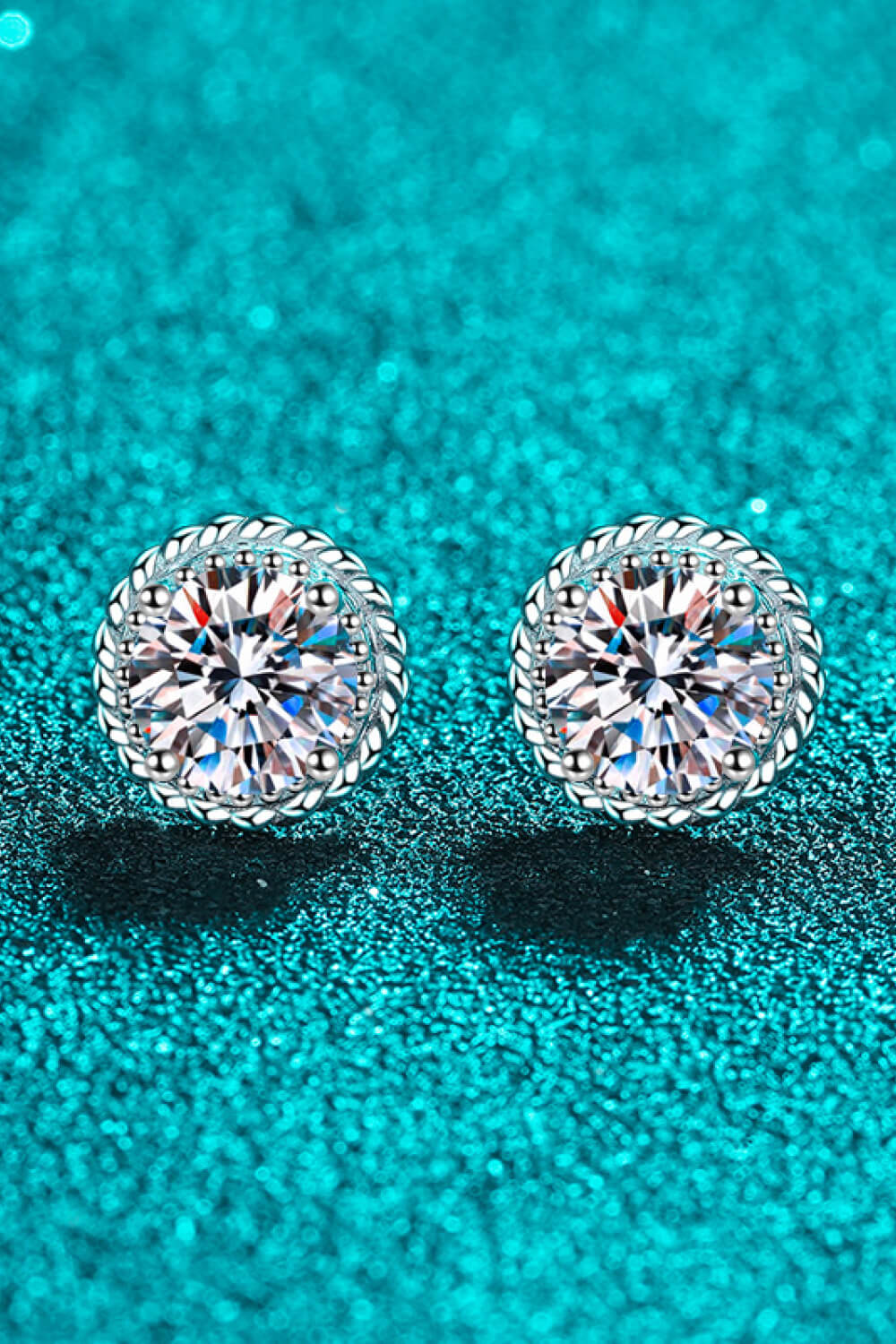 1 Carat Sparkala™ Rhodium-Plated Round Stud Earrings by Sparkala