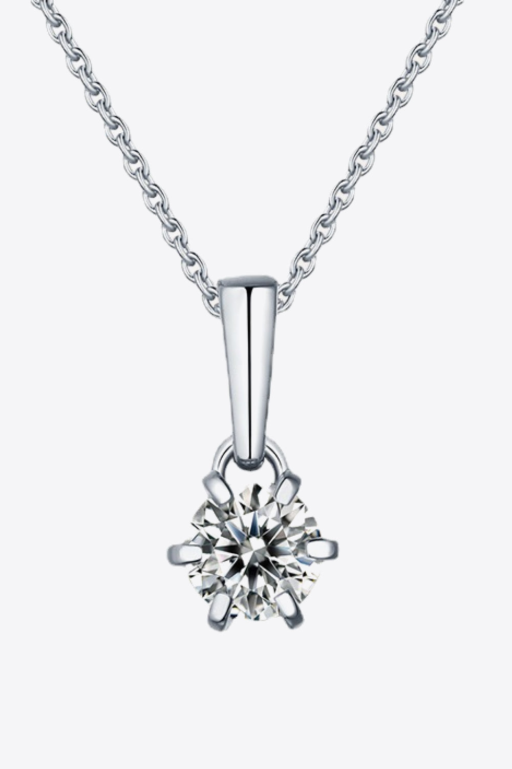 2 Carat 6-Prong Sparkala™ Pendant Necklace (Platinum-Plated Fine Silver) - DestGlow