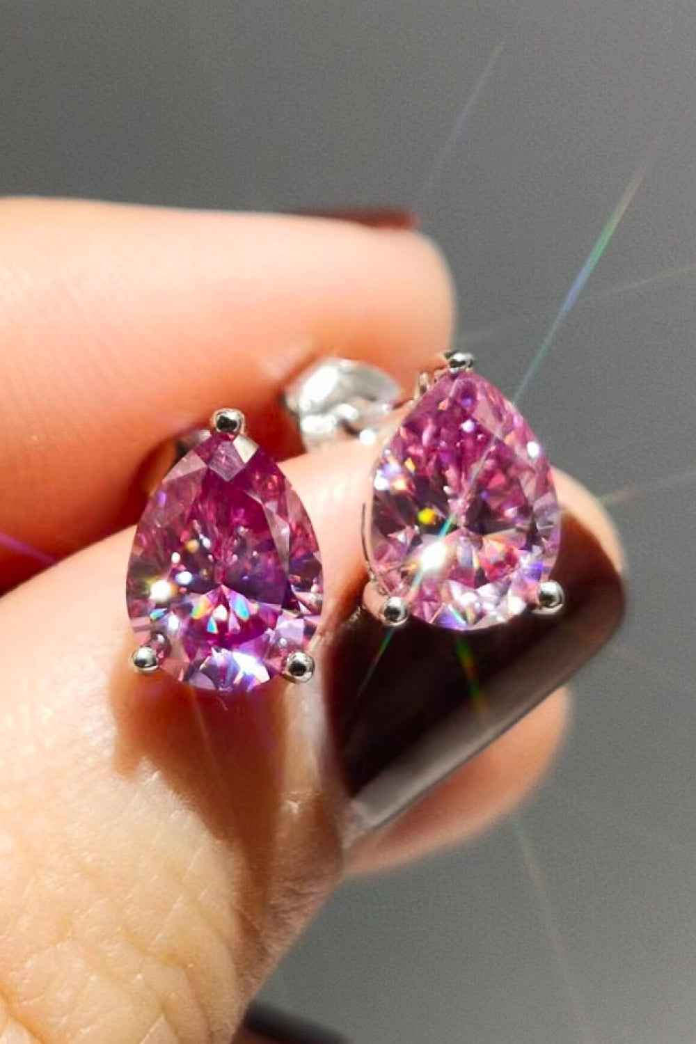 2 Carat Teardrop Sparkala™ Platinum-Plated Stud Earrings