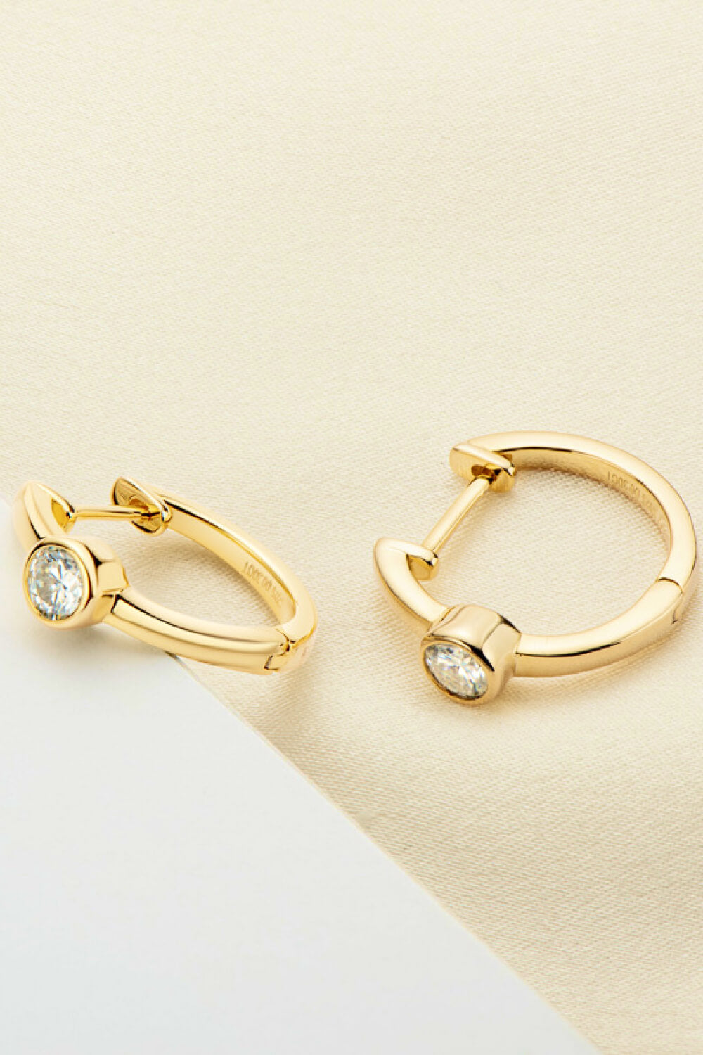 18k Gold-Plated Inlaid Sparkala™ Huggie Earrings (Platinum-Plated Fine Silver) by Sparkala