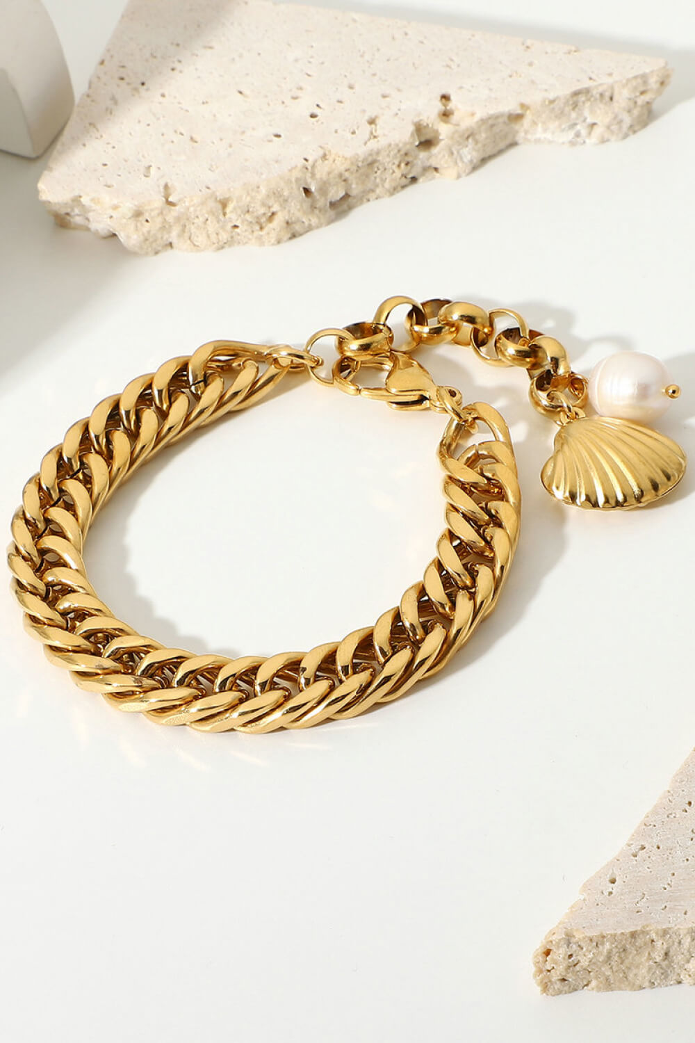 18K Gold-Plated Curb Chain Bracelet by Sparkala