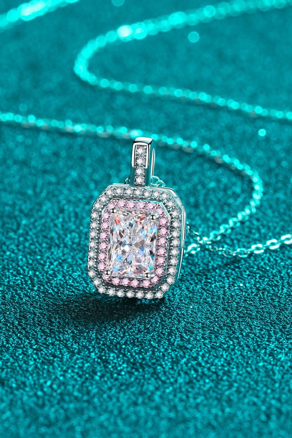 1 Carat Sparkala™ Geometric Pendant Chain Necklace (Platinum-Plated Fine Silver) by Sparkala