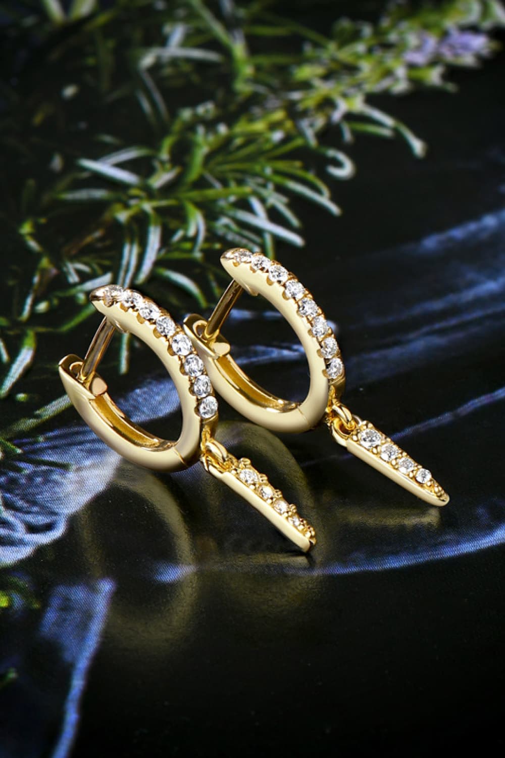 Sparkala™ Platinum-Plated 925 Sterling Silver Huggie Drop Earrings - DestGlow