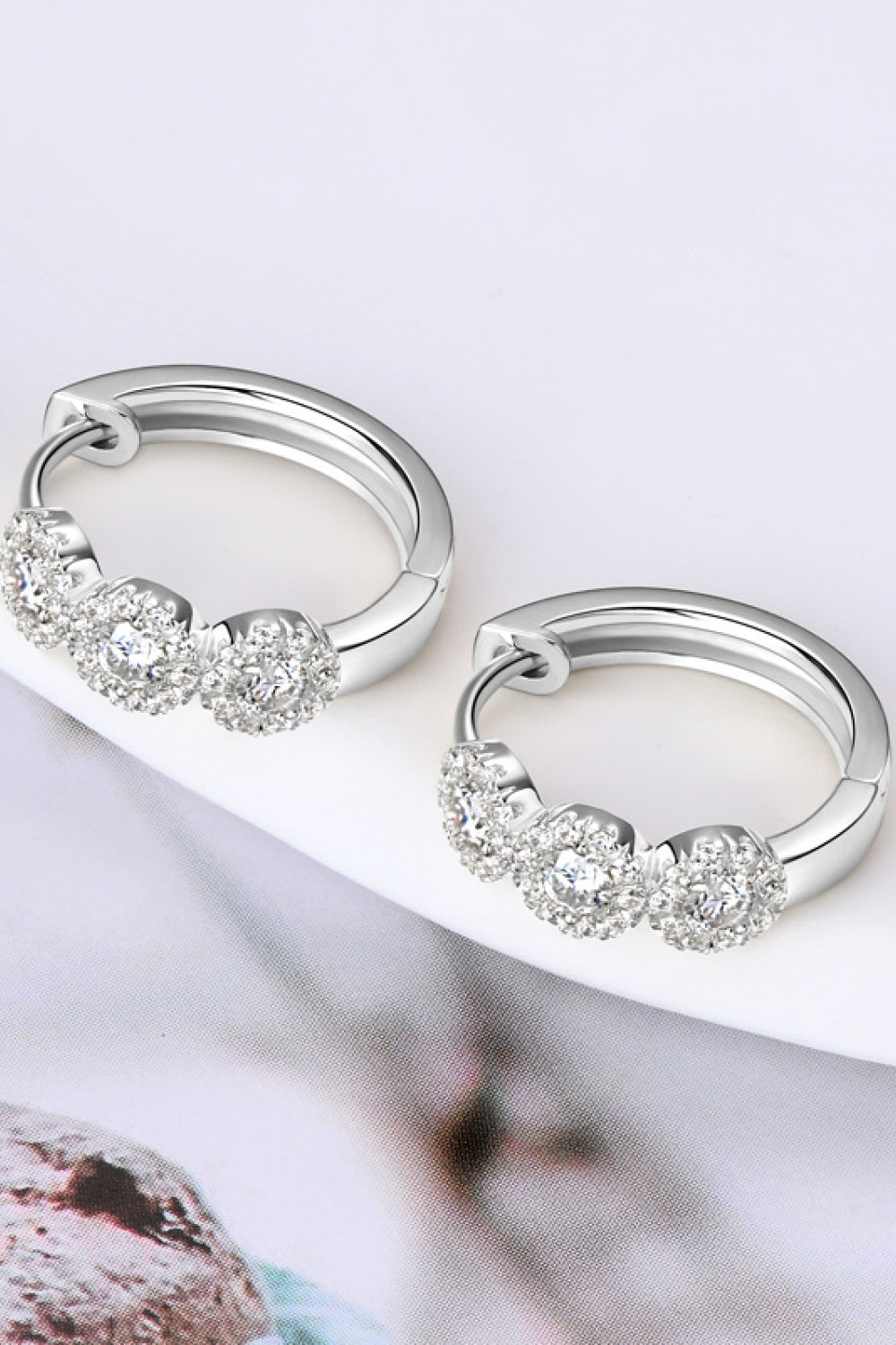 Sparkala™ Platinum-Plated 925 Sterling Silver Huggie Earrings - DestGlow