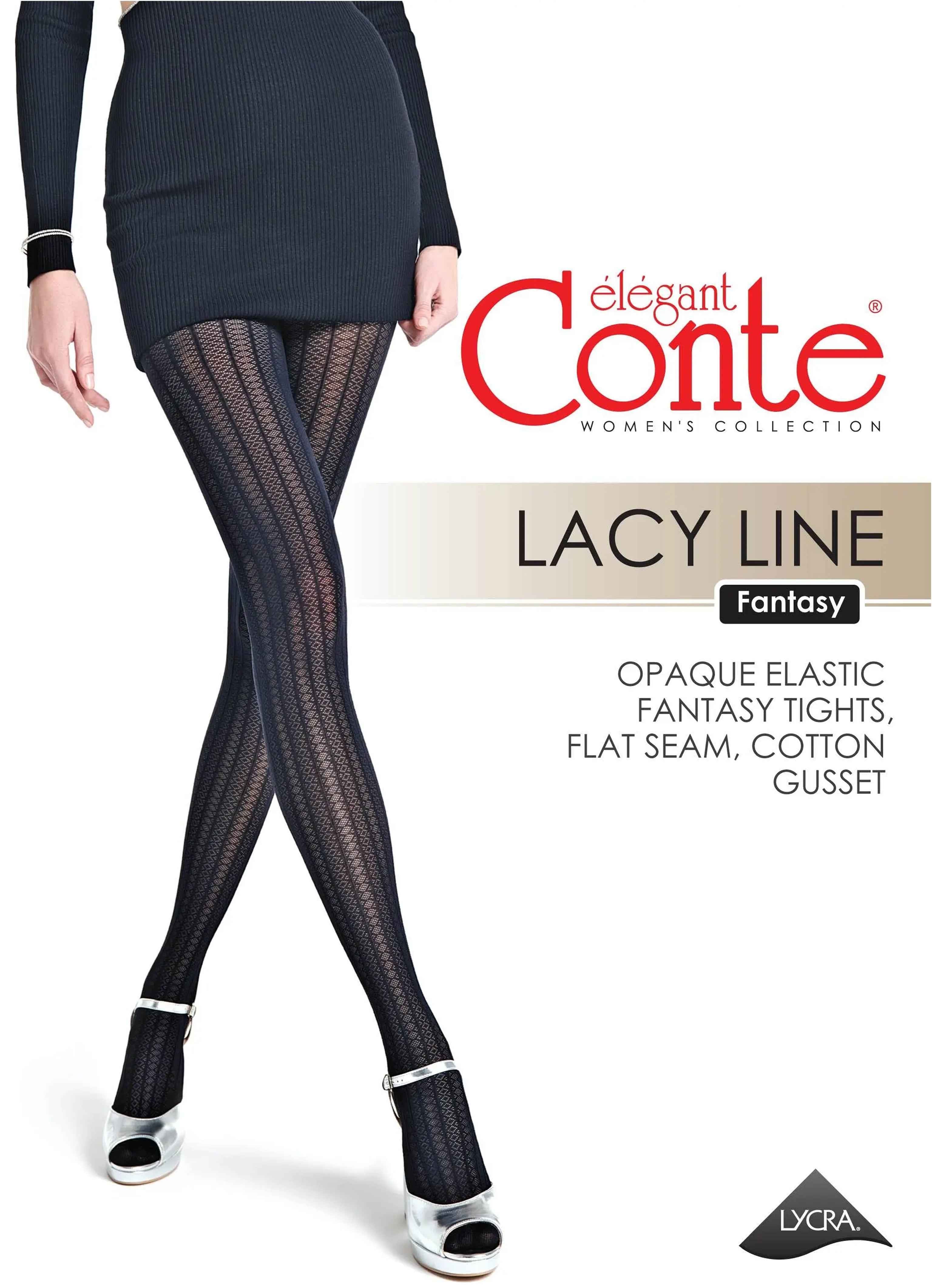 Fantasy Tights Conte Lacy Line - Lace Pattern and Stripes - DestGlow