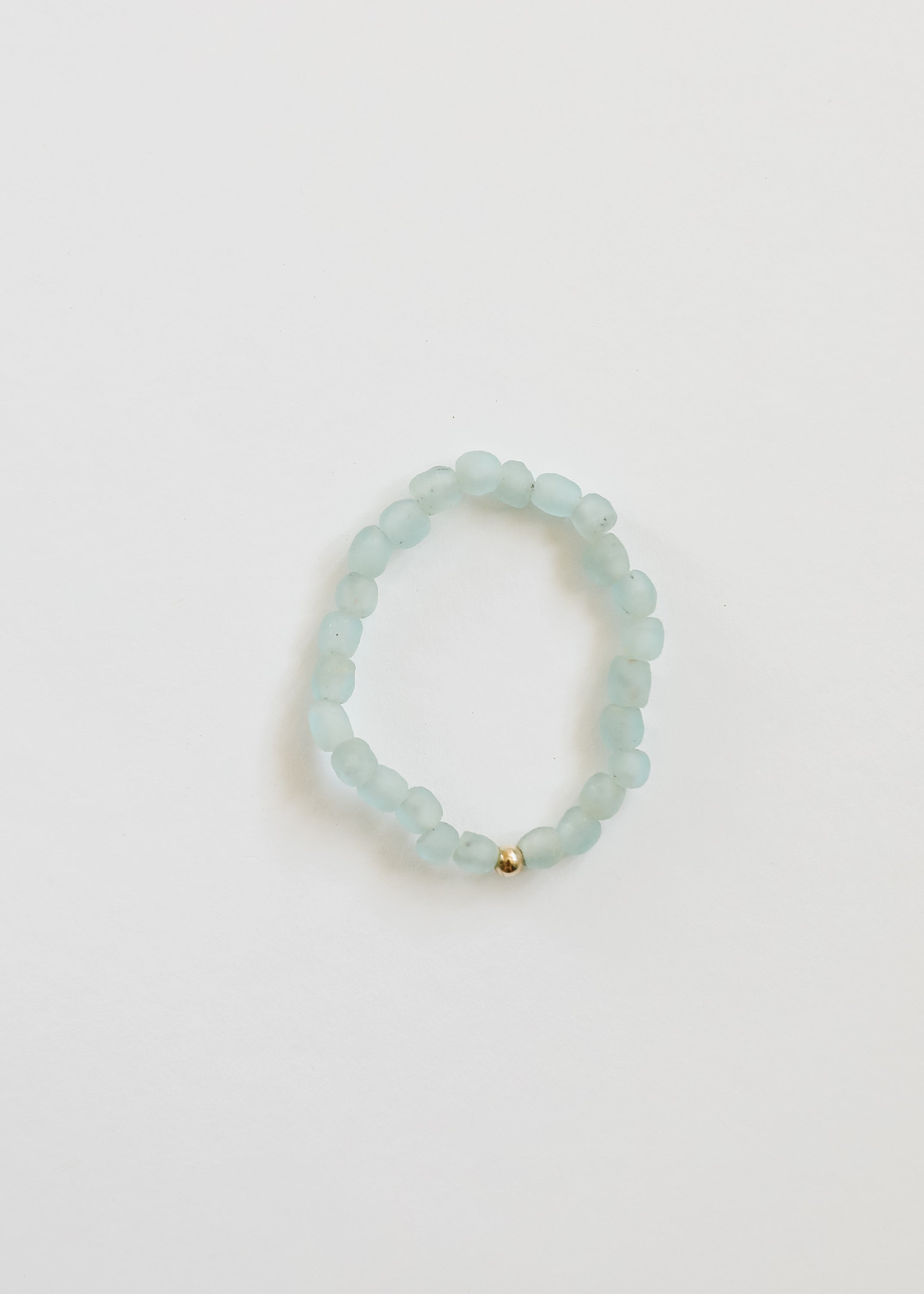 Blue Sea Glass + 14k Gold Filled or Sterling Silver || Stretch Bracelet by CanyonLeaf