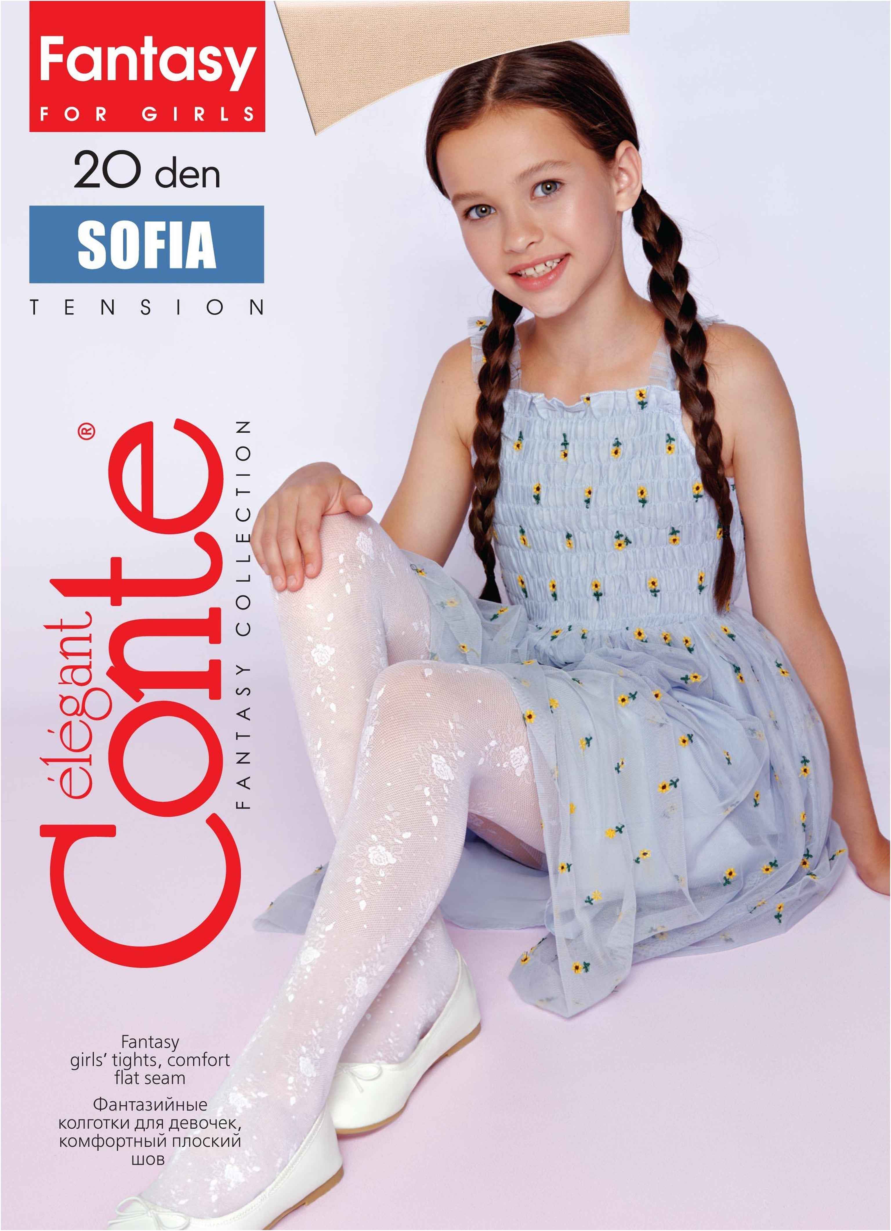 Conte Tights for girls Sofia 20 Den - Floral Pattern - DestGlow
