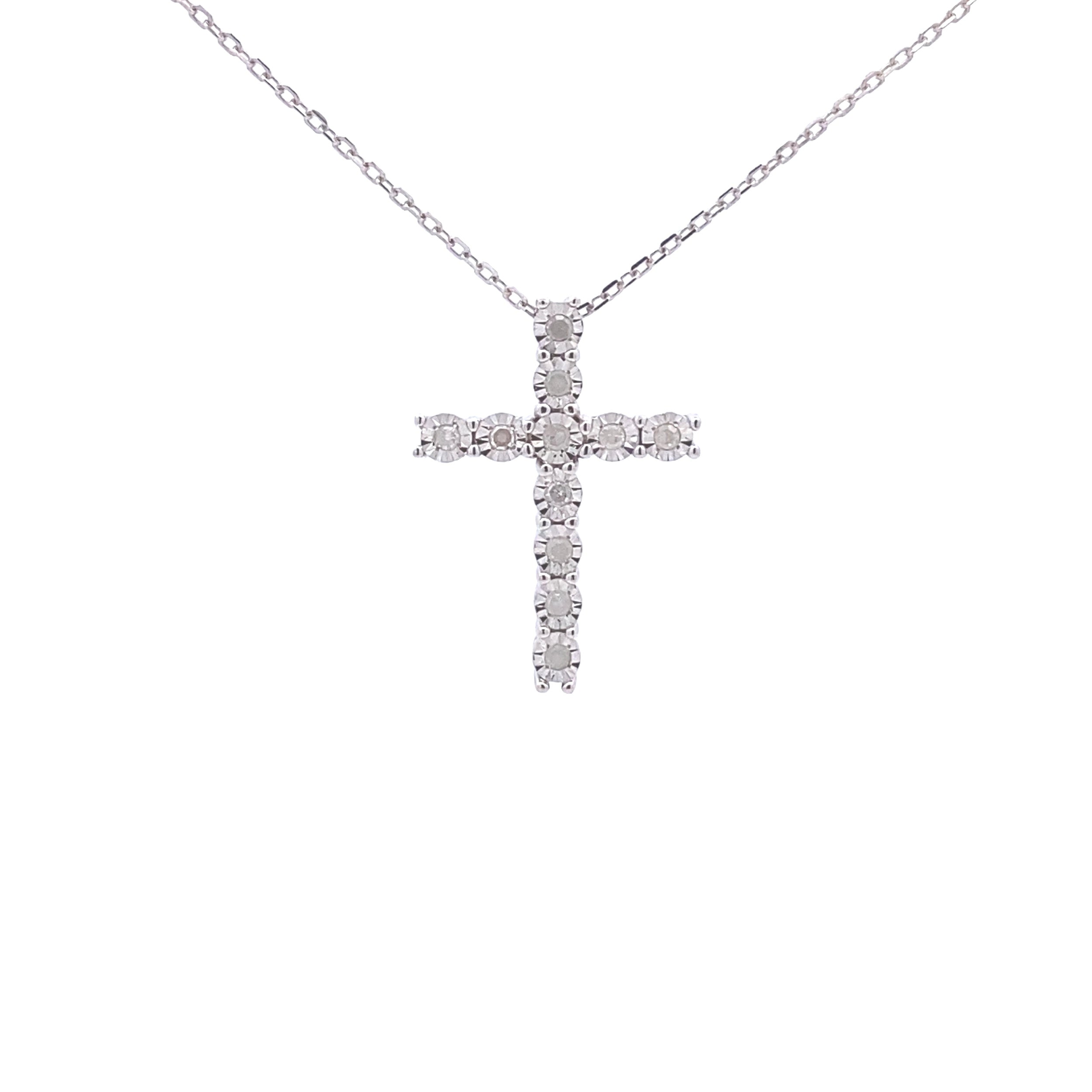 .25ct Diamond Cross Religious Pendant Sterling Silver by Bids.com