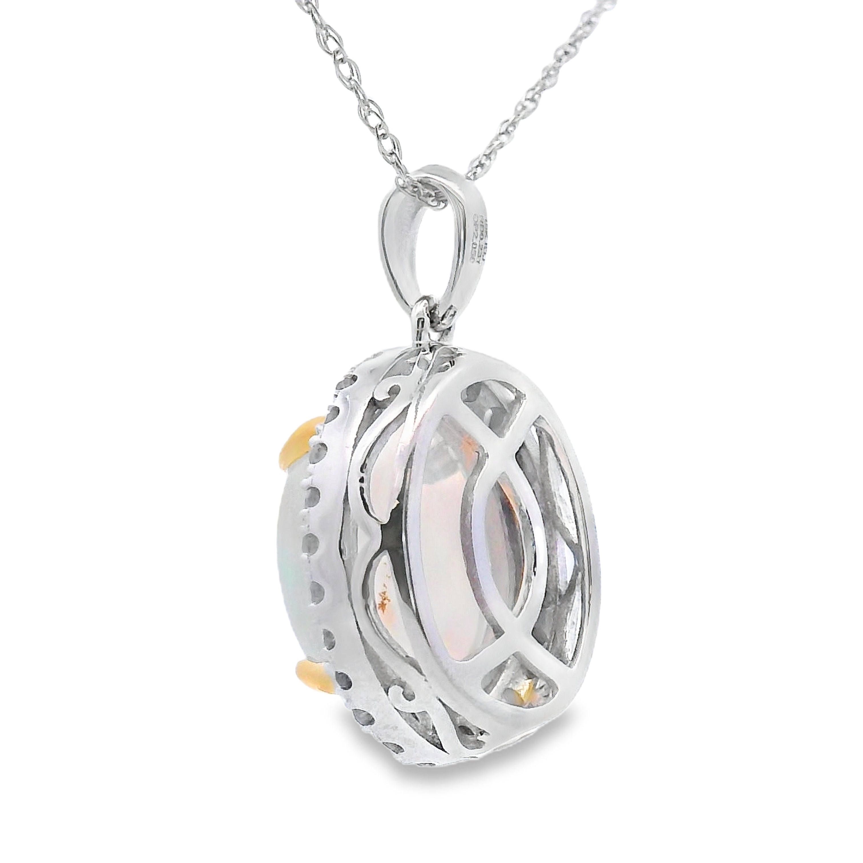 2.39ct Opal Diamond Fashion Pendants 10KT White Gold by Bids.com