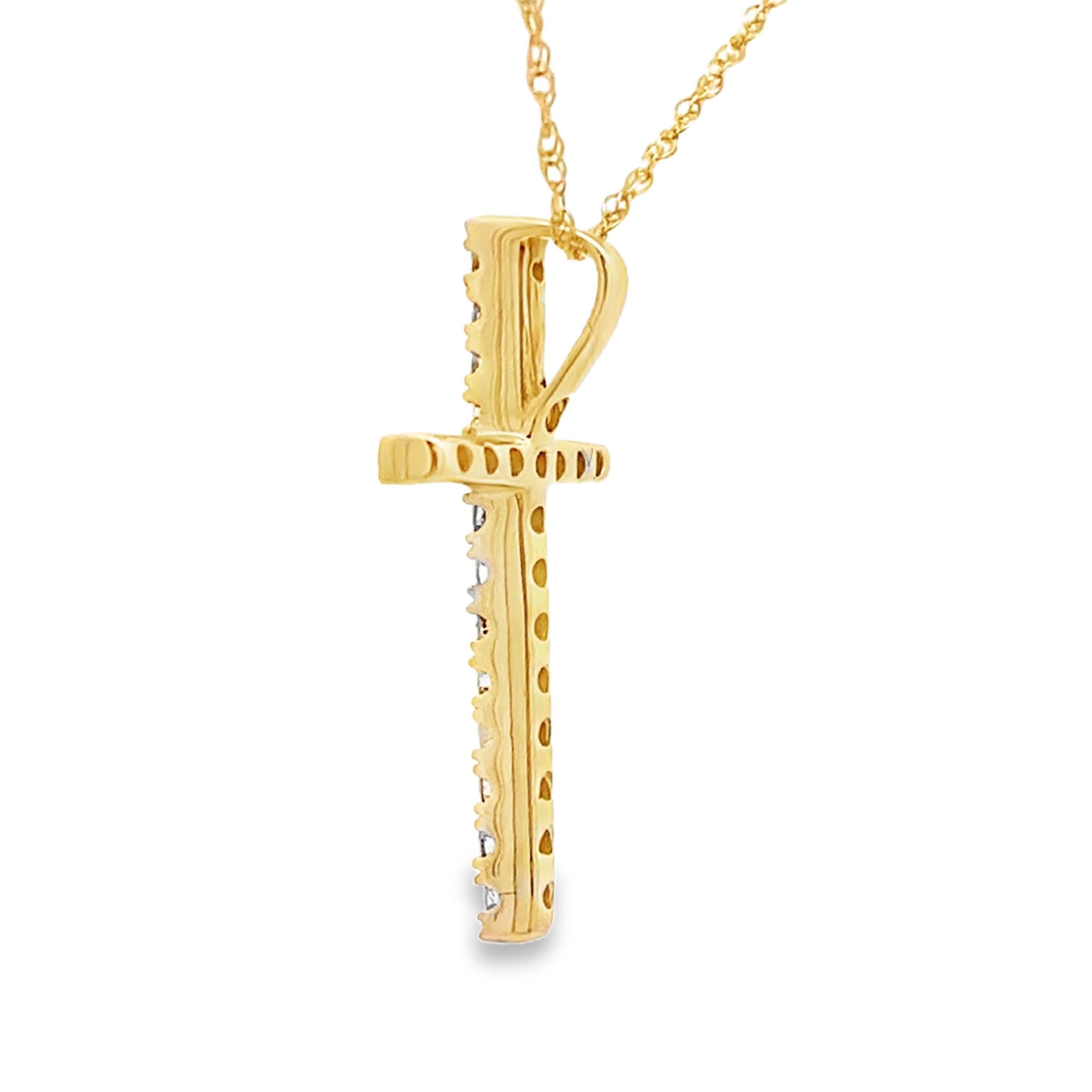 .19ct Diamond Cross Religious Pendant 14KT Yellow Gold by Bids.com