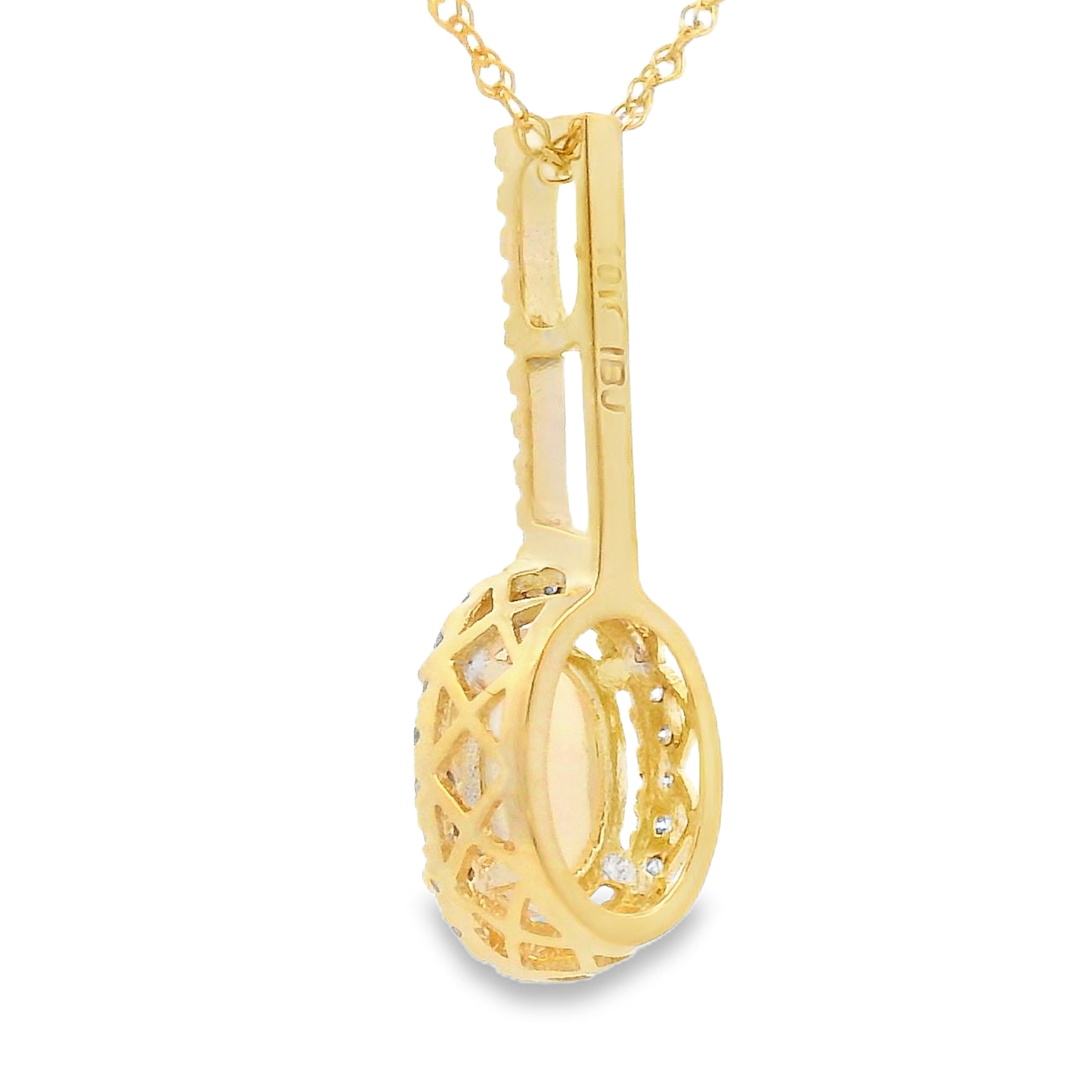 .10ct Opal Diamond Fashion Pendants 10KT Yellow Gold by Bids.com