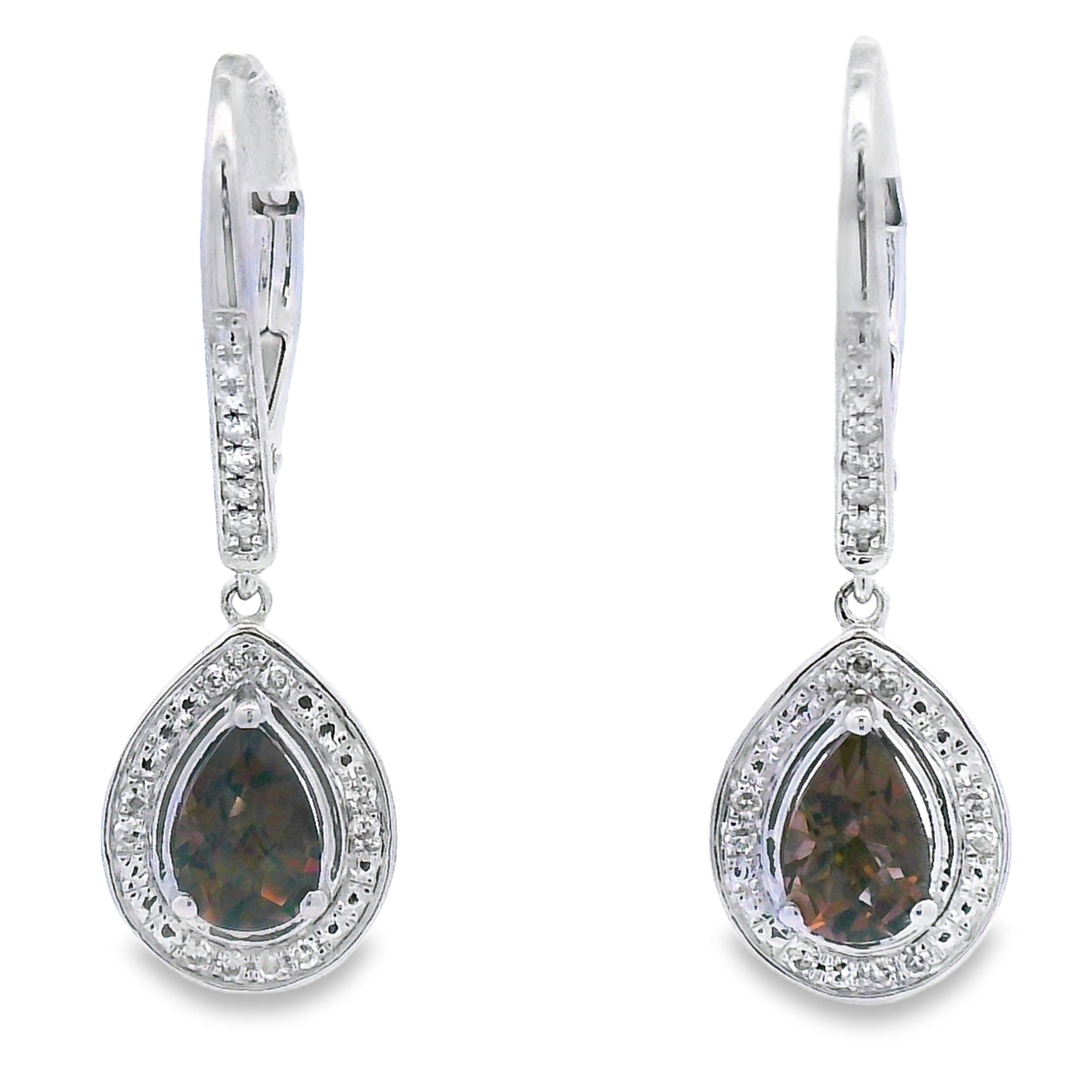 .87ct Quartz Diamond Dangle Earrings 10KT White Gold by Bids.com