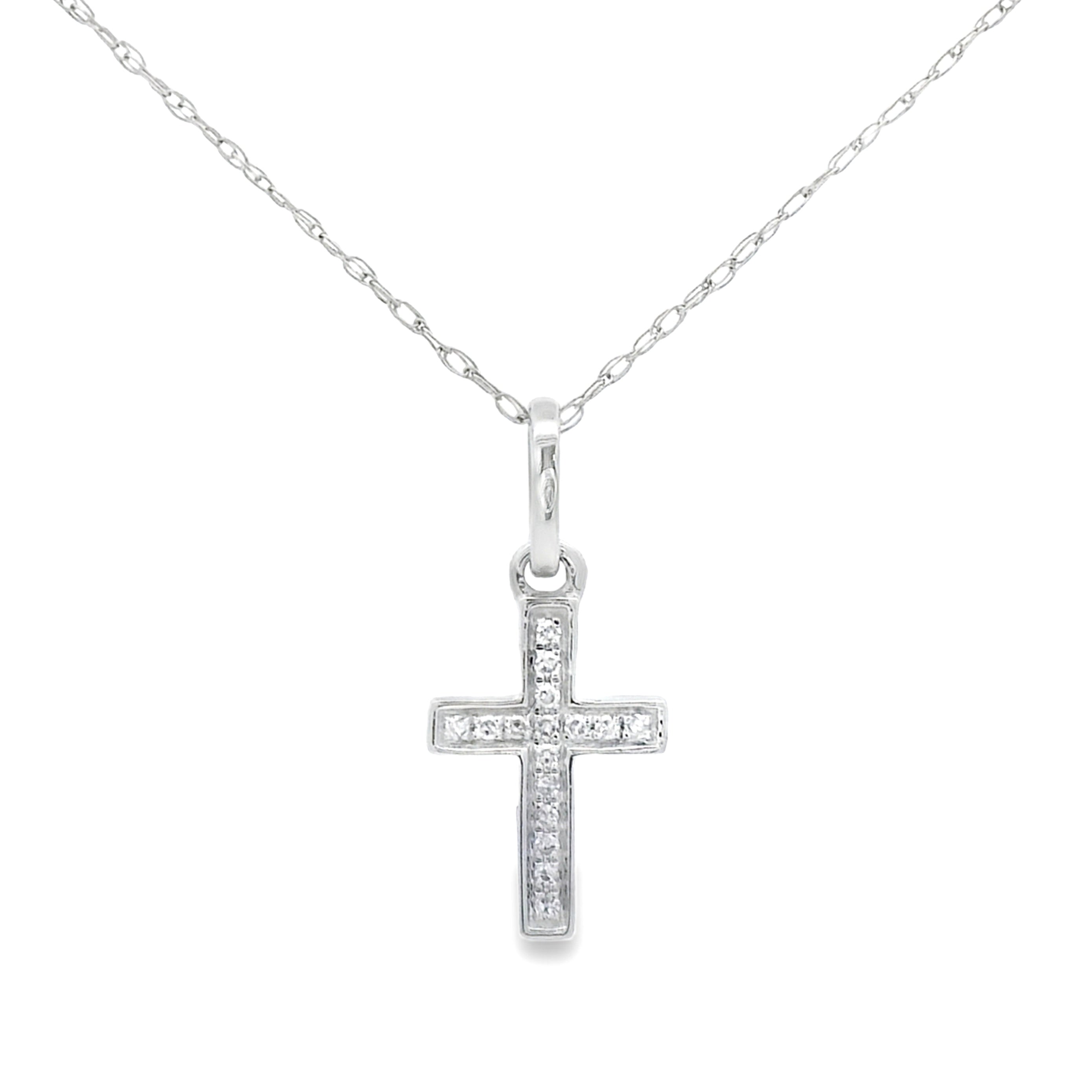 .05ct Diamond Cross Religious Pendant 14KT White Gold by Bids.com