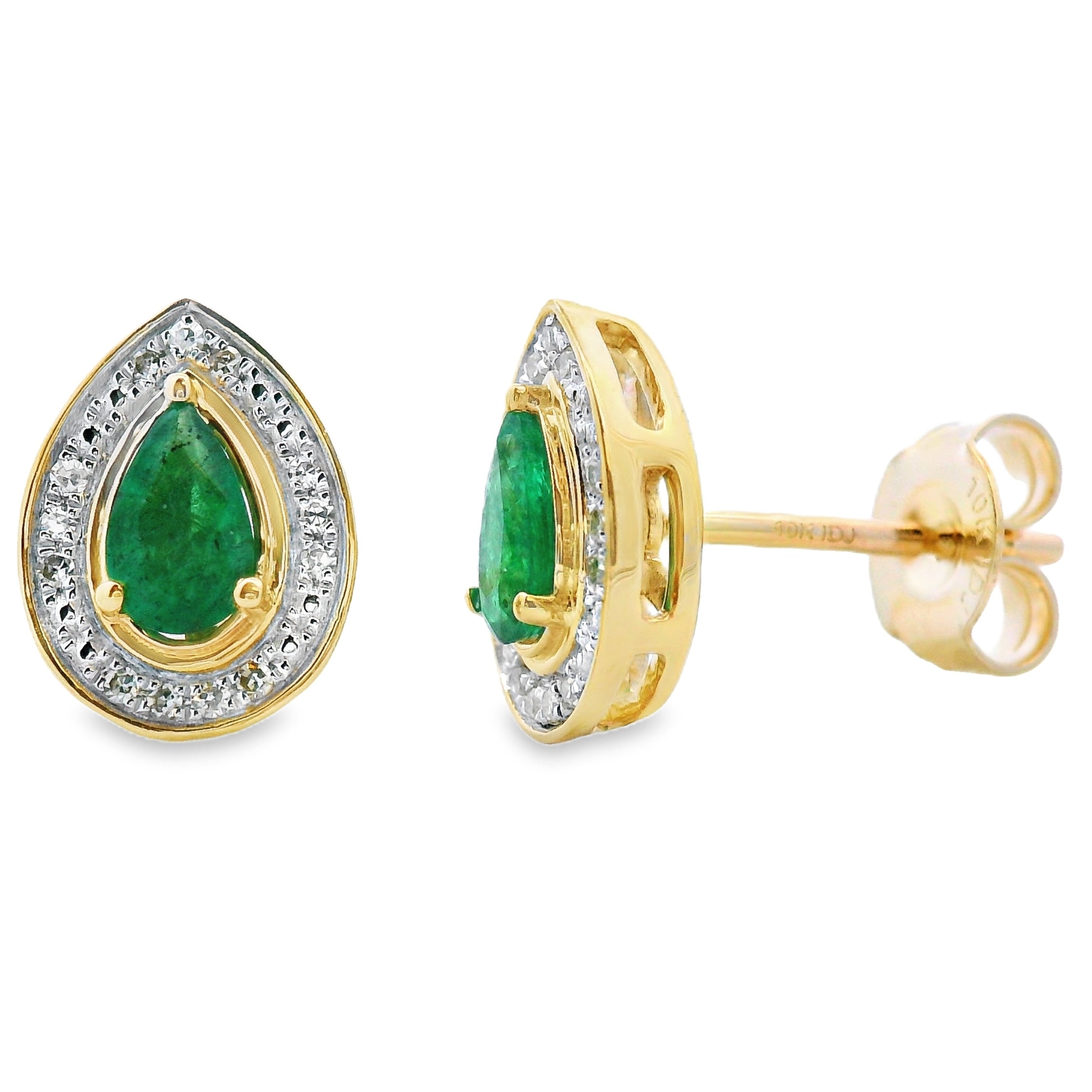 .45ct Emerald Diamond Stud Earrings 10KT Yellow Gold by Bids.com
