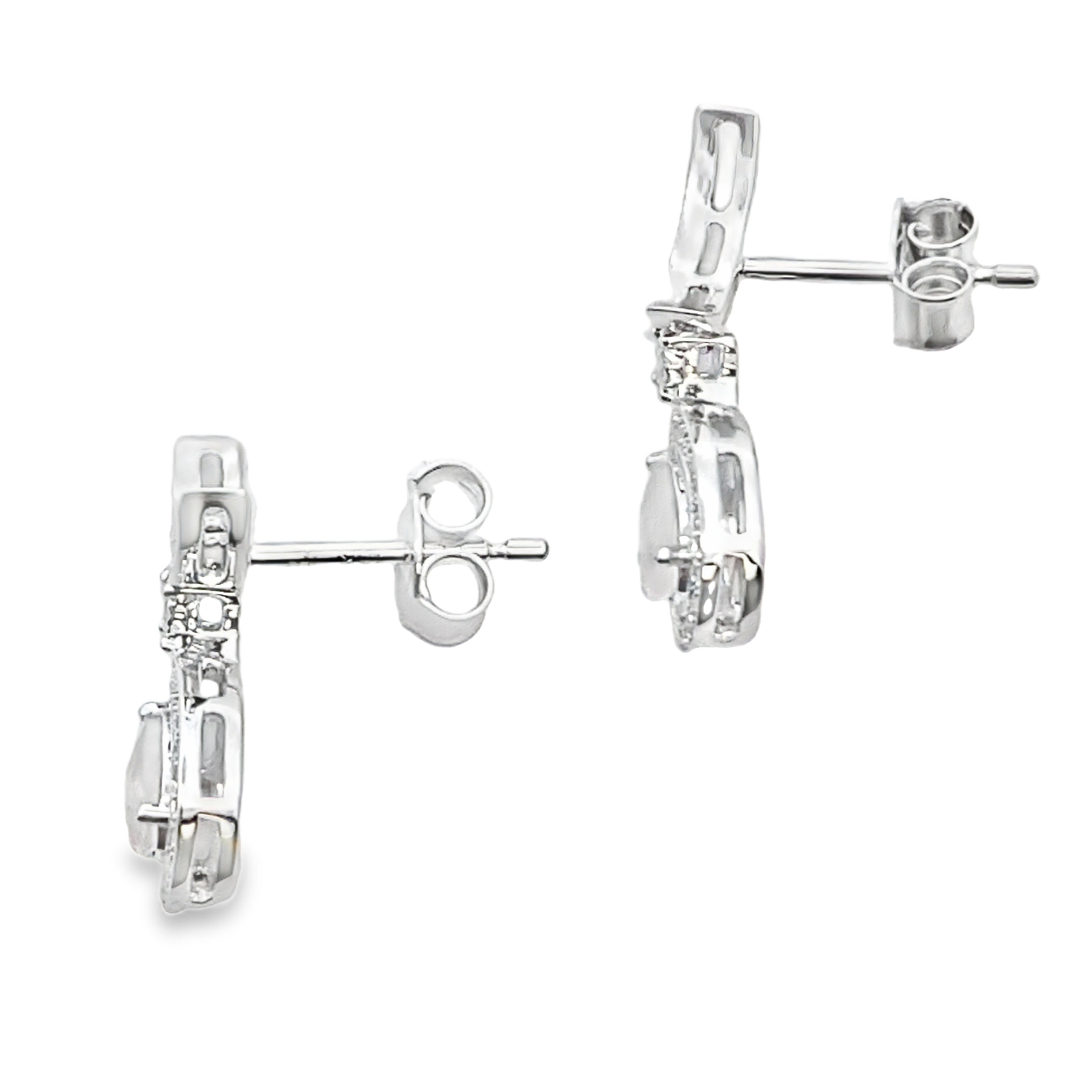 Rose Quartz Diamond Dangle Earrings 10KT White Gold by Bids.com