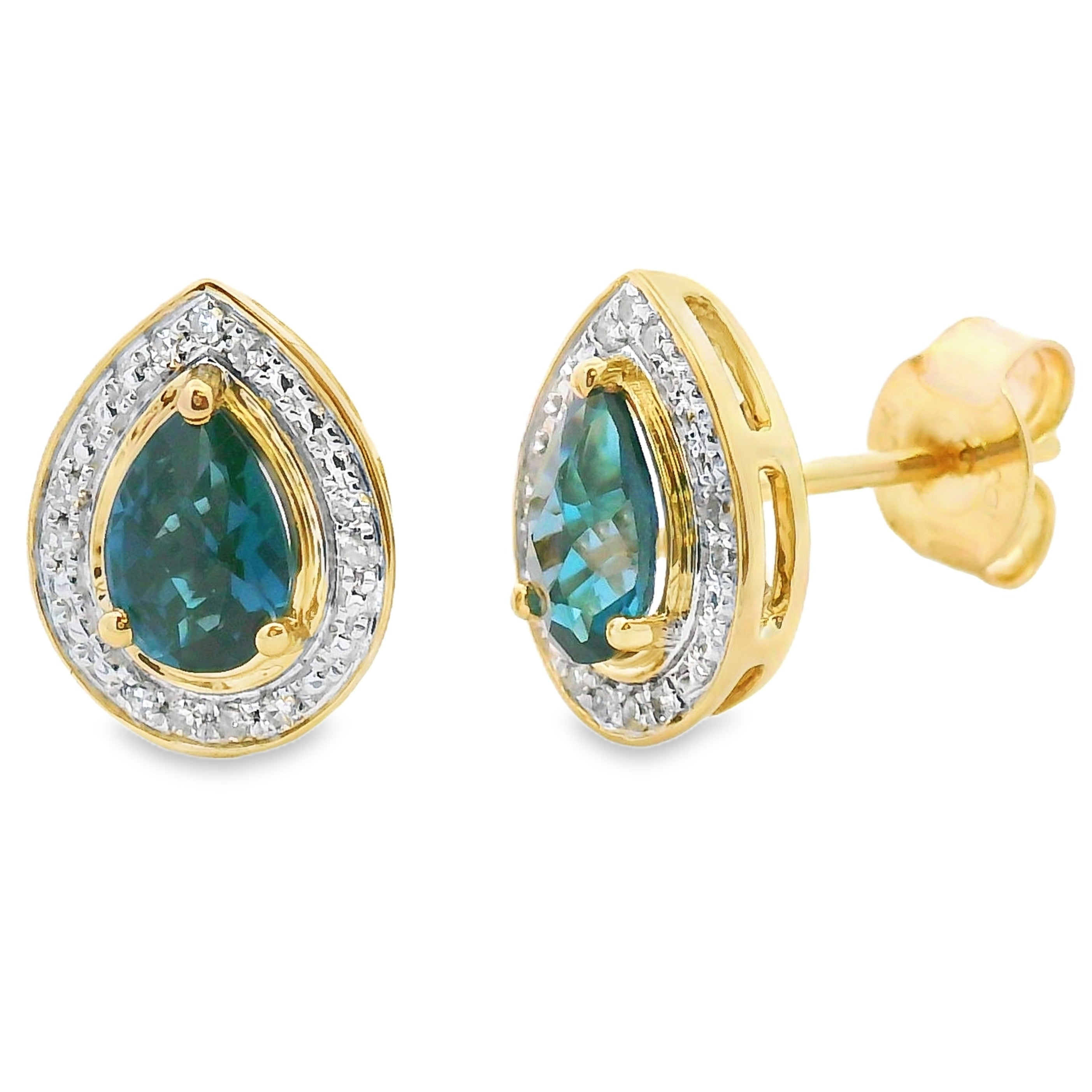 London Blue Topaz Dangle Earrings 10KT Yellow Gold by Bids.com