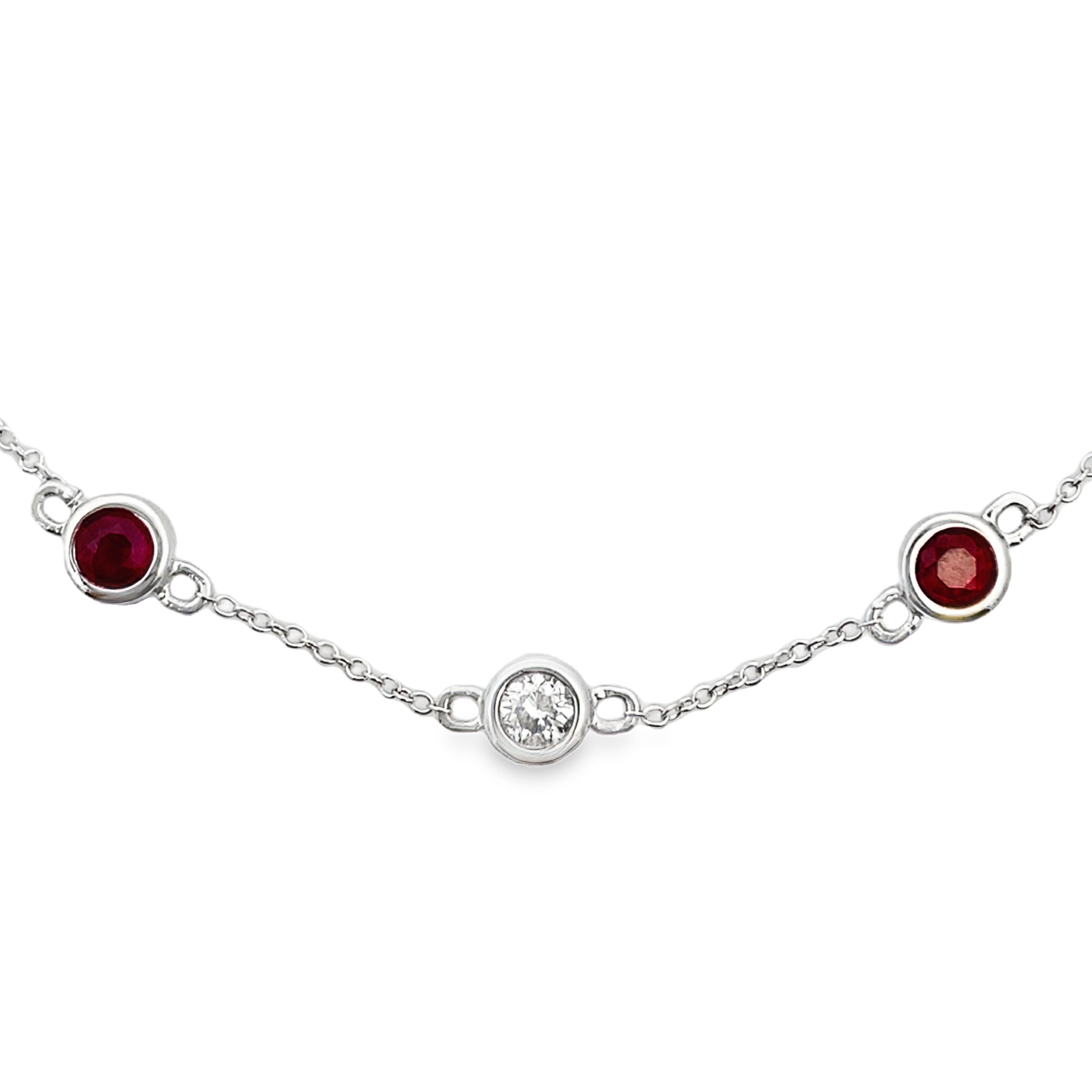 Natural .71ct Ruby Diamond Bracelet 14KT White Gold by Bids.com