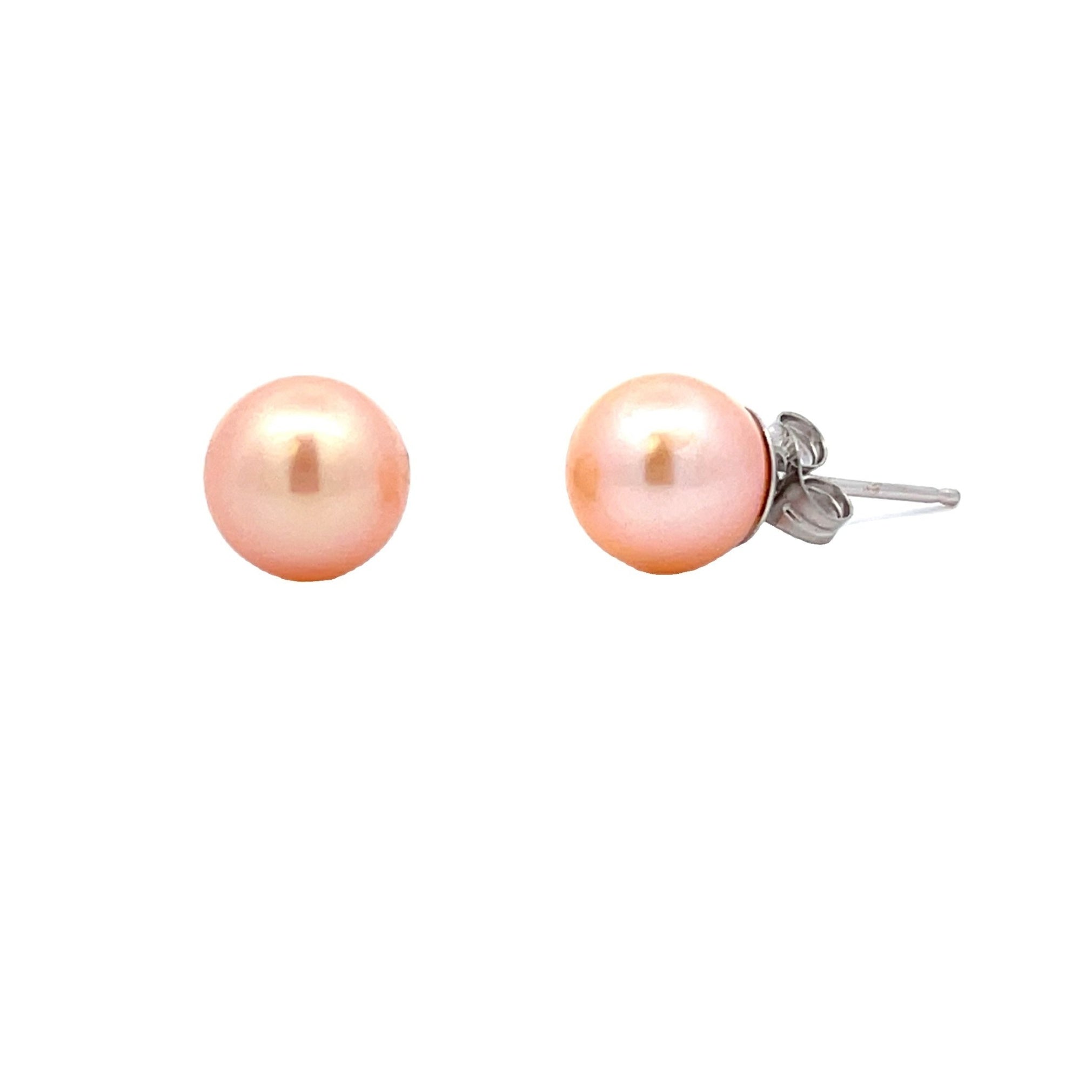 Natural FW Pearl Stud Earrings 14KT White Gold by Bids.com