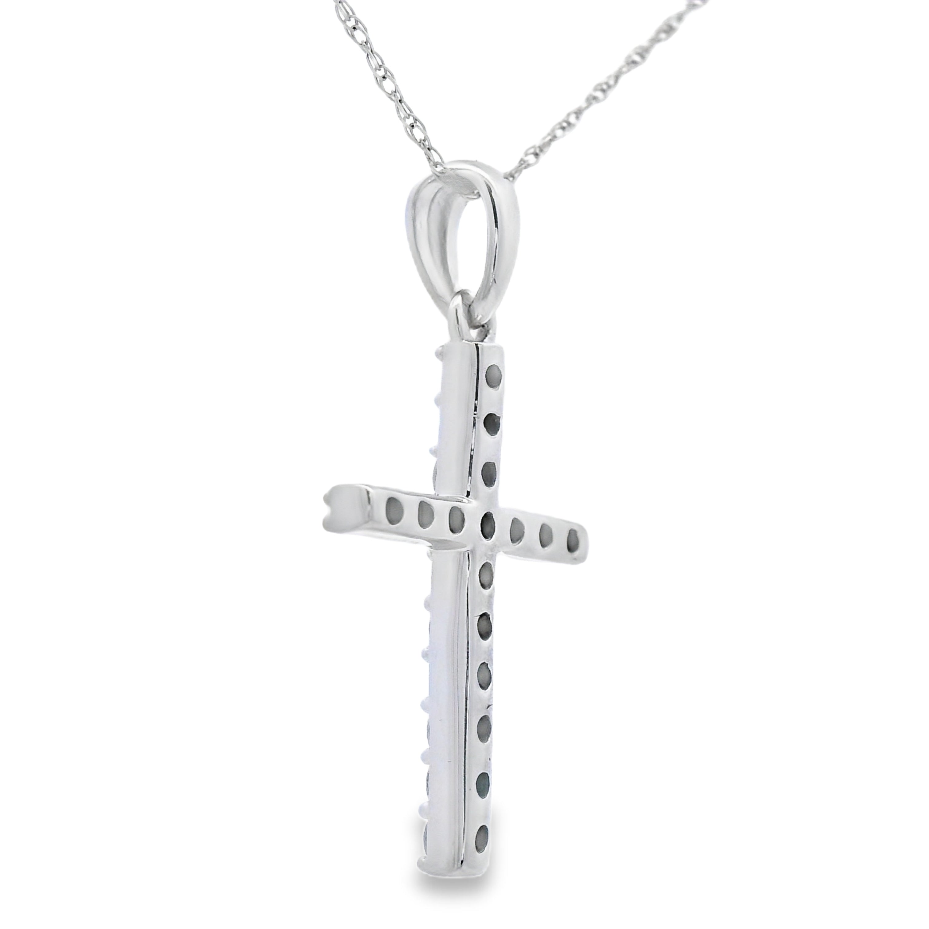 .30ct Diamond Cross Religious Pendant 14KT White Gold by Bids.com