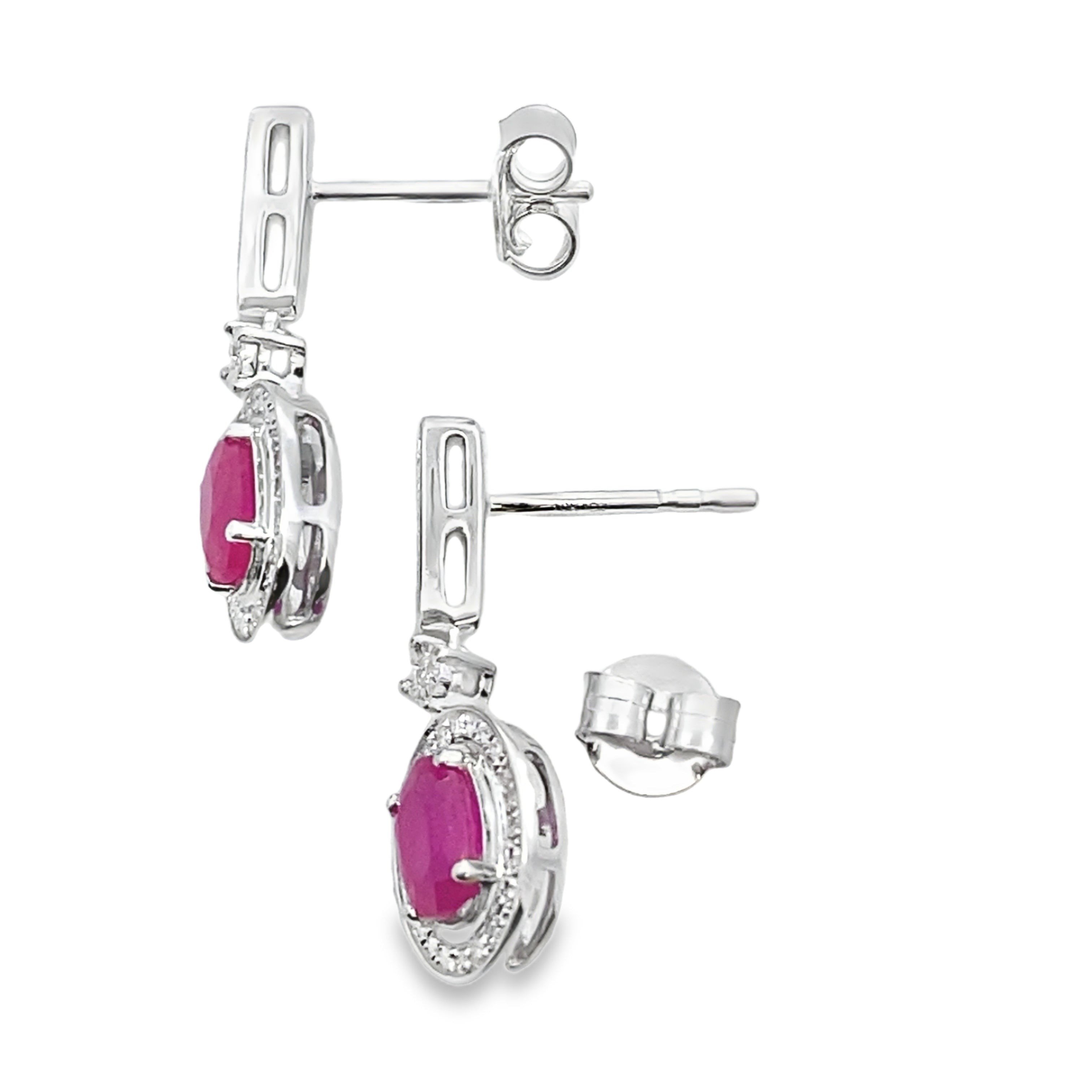 1.40ct Ruby Diamond Dangle Earrings 10KT White Gold by Bids.com
