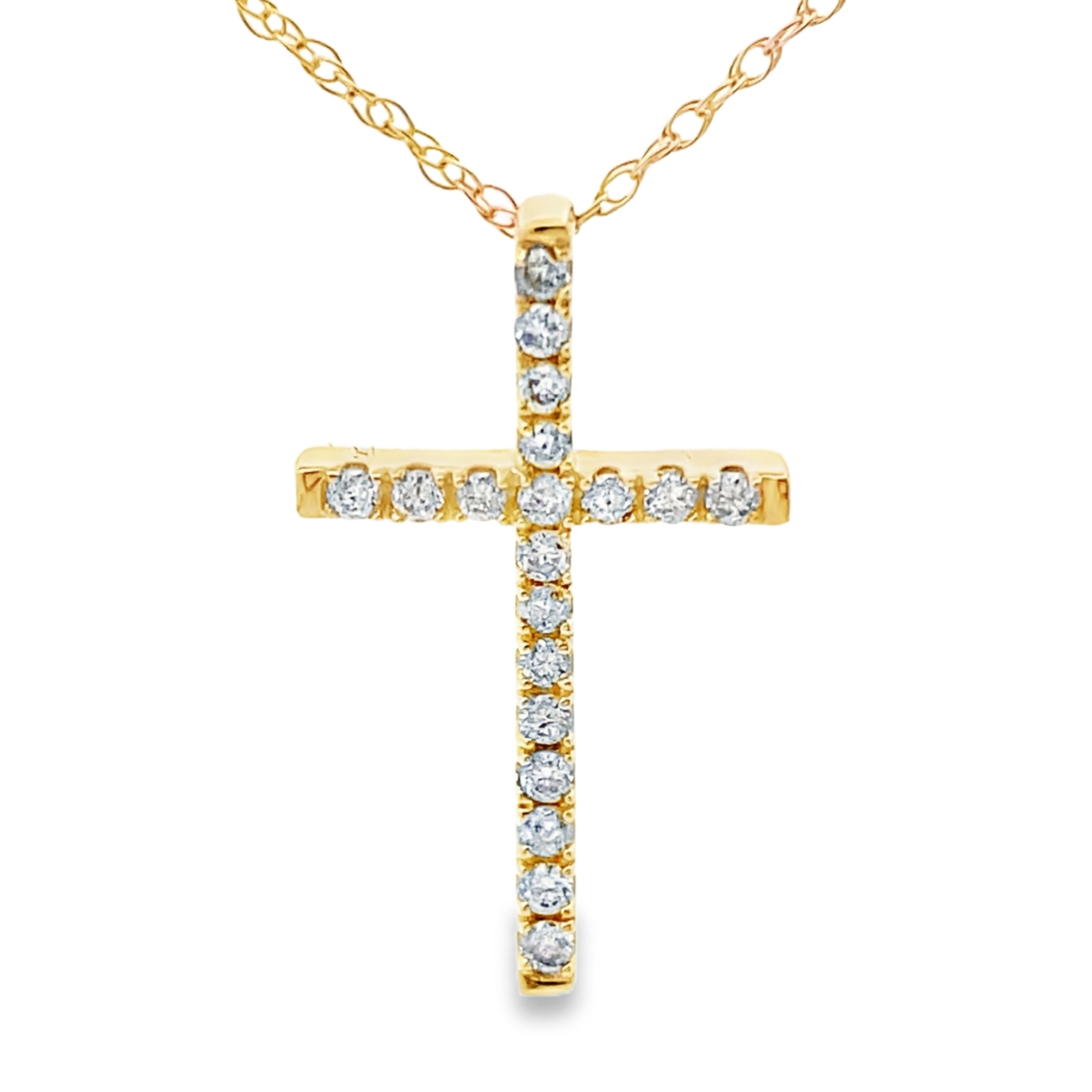 .13ct Diamond Cross Religious Pendant 14KT Yellow Gold by Bids.com