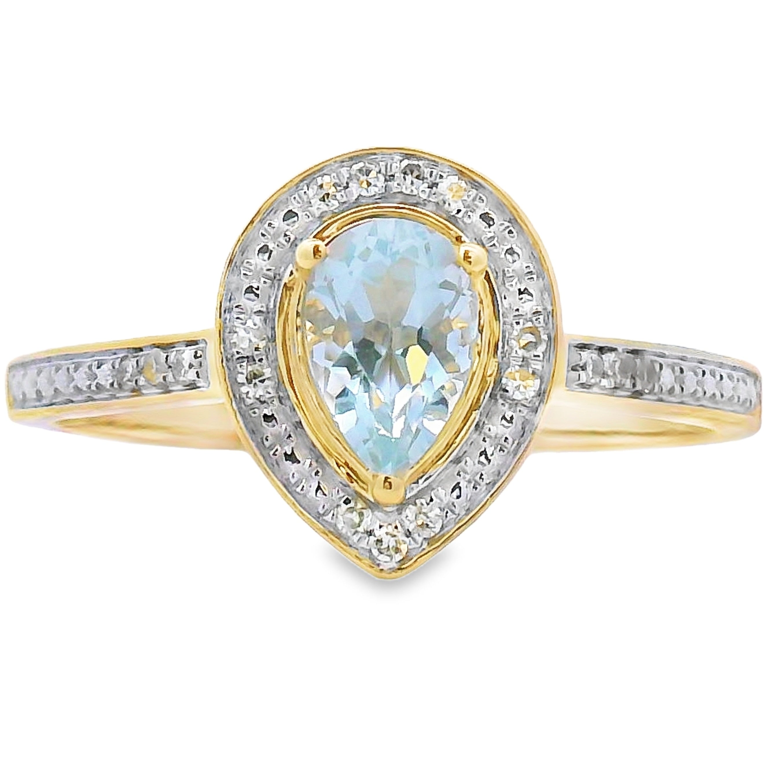 Genuine .39ct Aquamarine Diamond Ring 10KT Yellow Gold by Bids.com