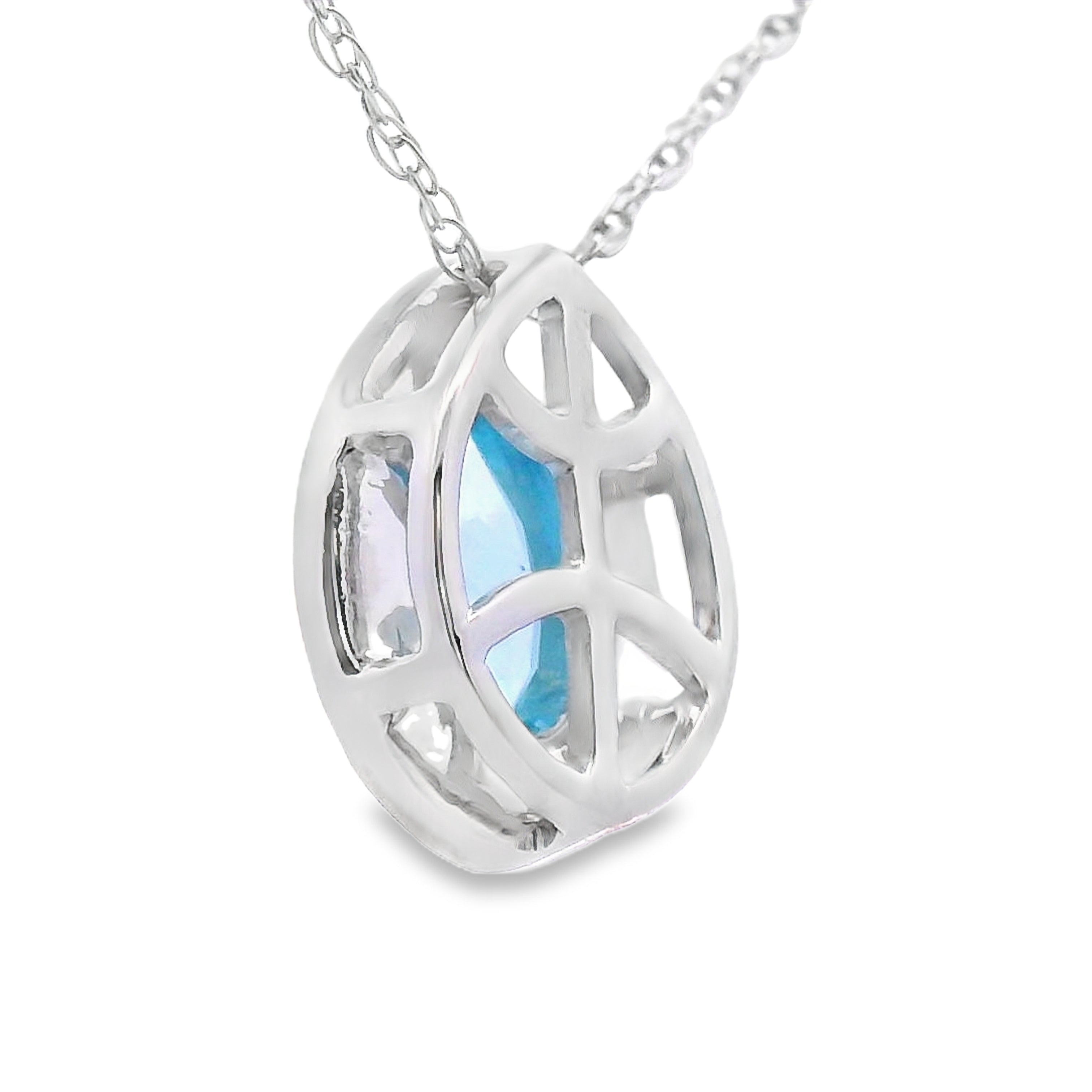 Blue Topaz Diamond Fashion Pendants 10KT White Gold by Bids.com