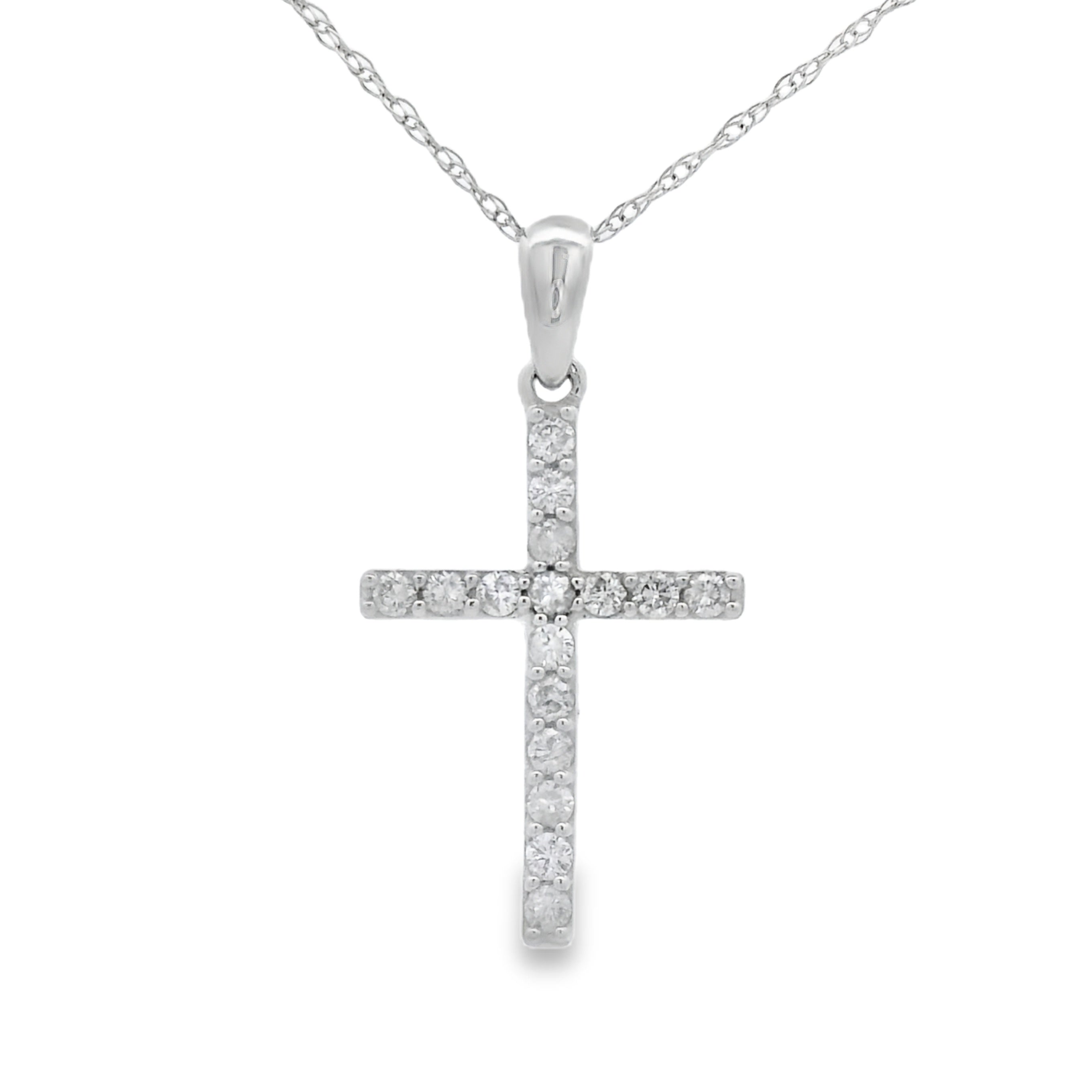 .19ct Diamond Cross Religious Pendant 14KT White Gold by Bids.com