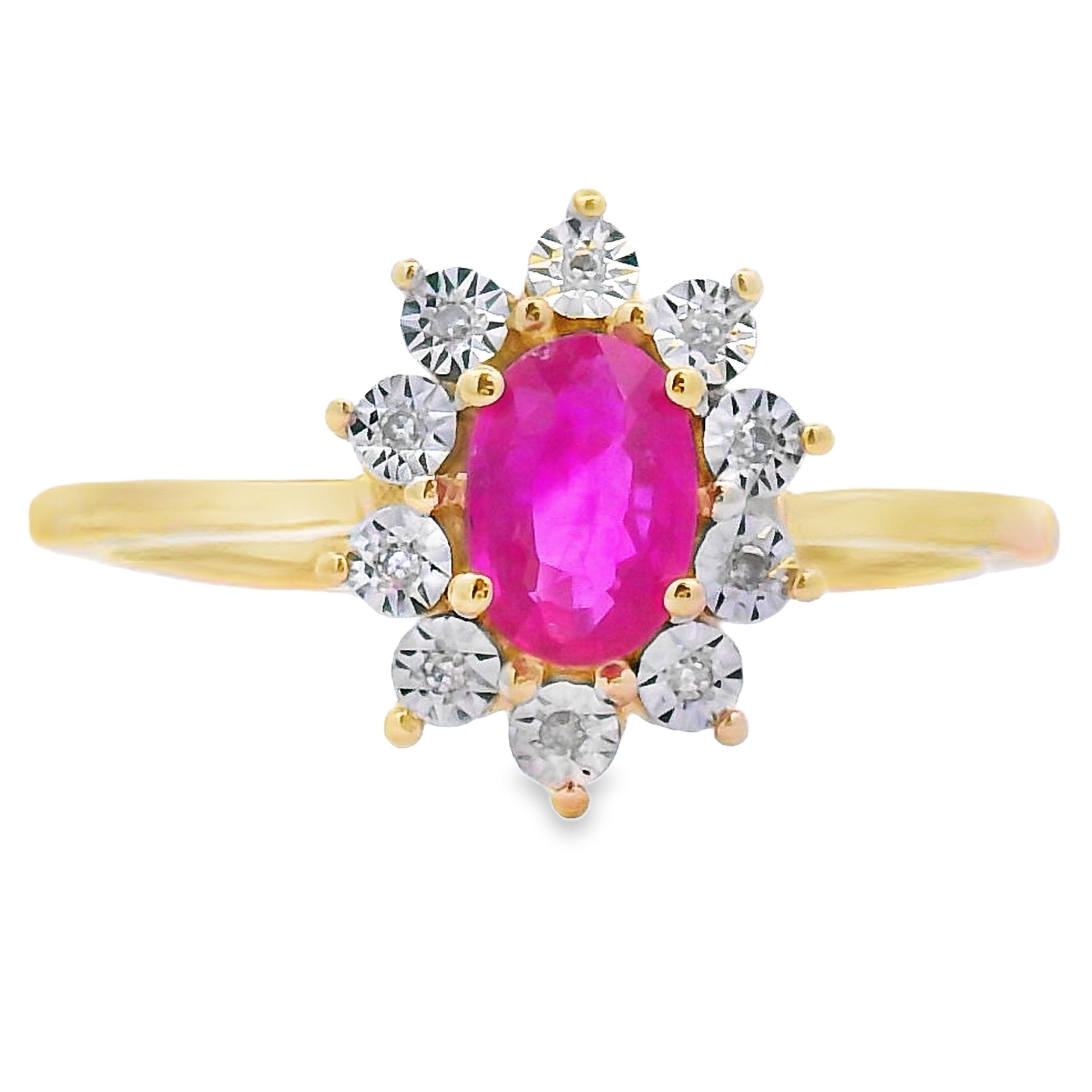 Genuine .63ct Ruby Diamond Ring 10KT Yellow Gold by Bids.com