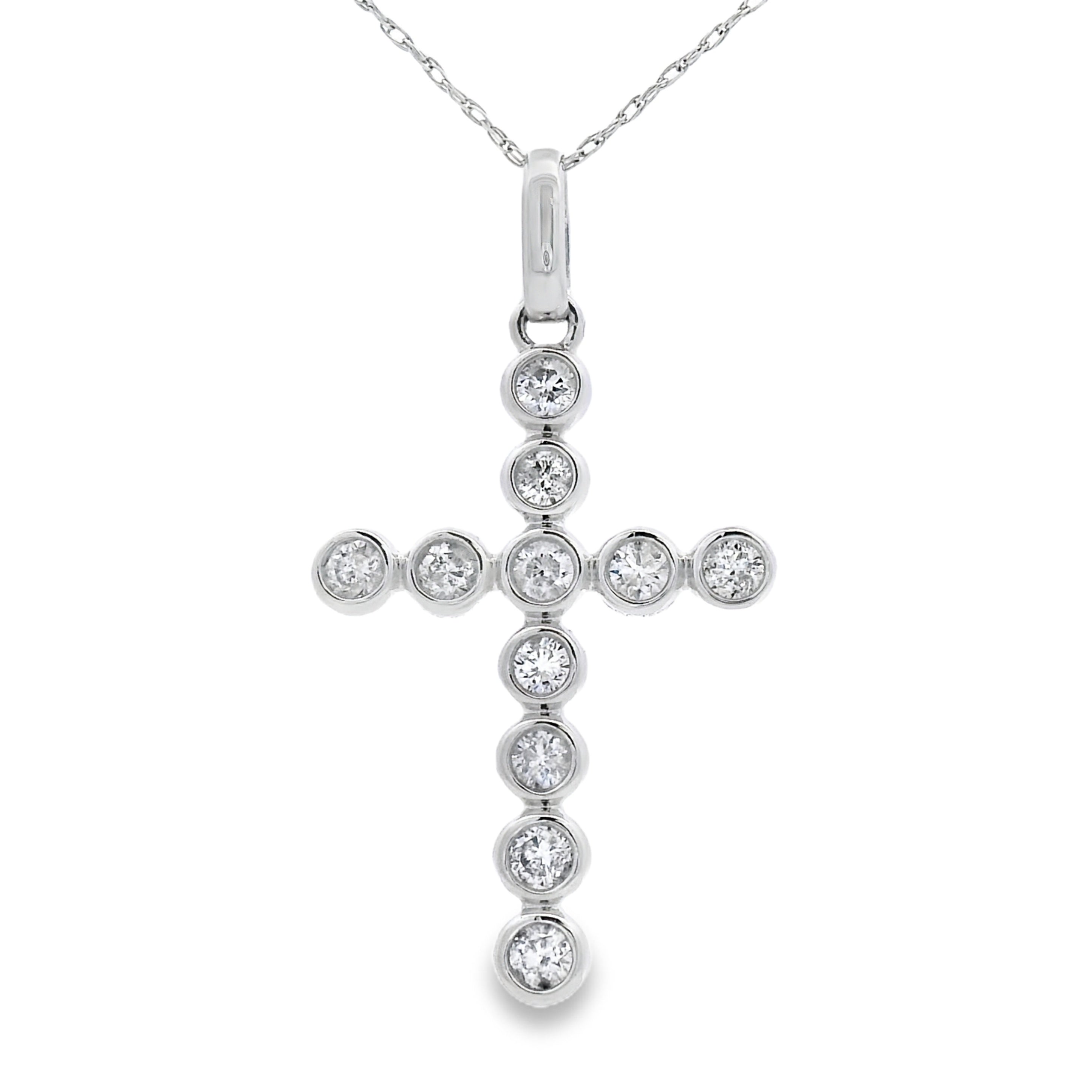 .50ct Diamond Cross Religious Pendant 14KT White Gold by Bids.com