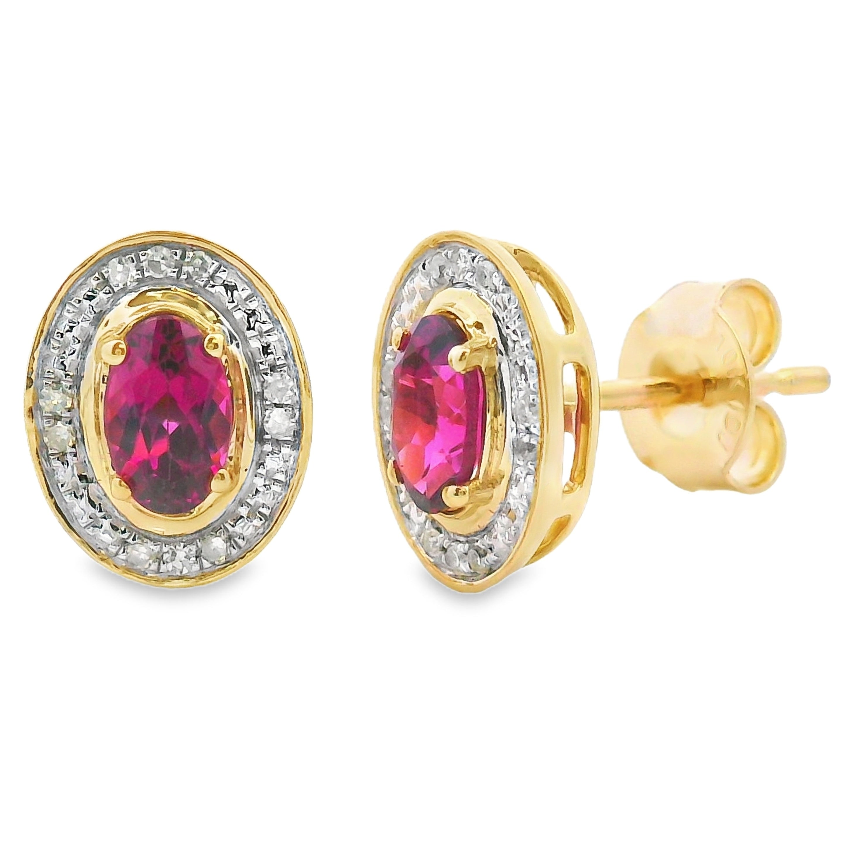 Genuine .67ct Garnet Diamond Earrings 10KT Yellow Gold by Bids.com