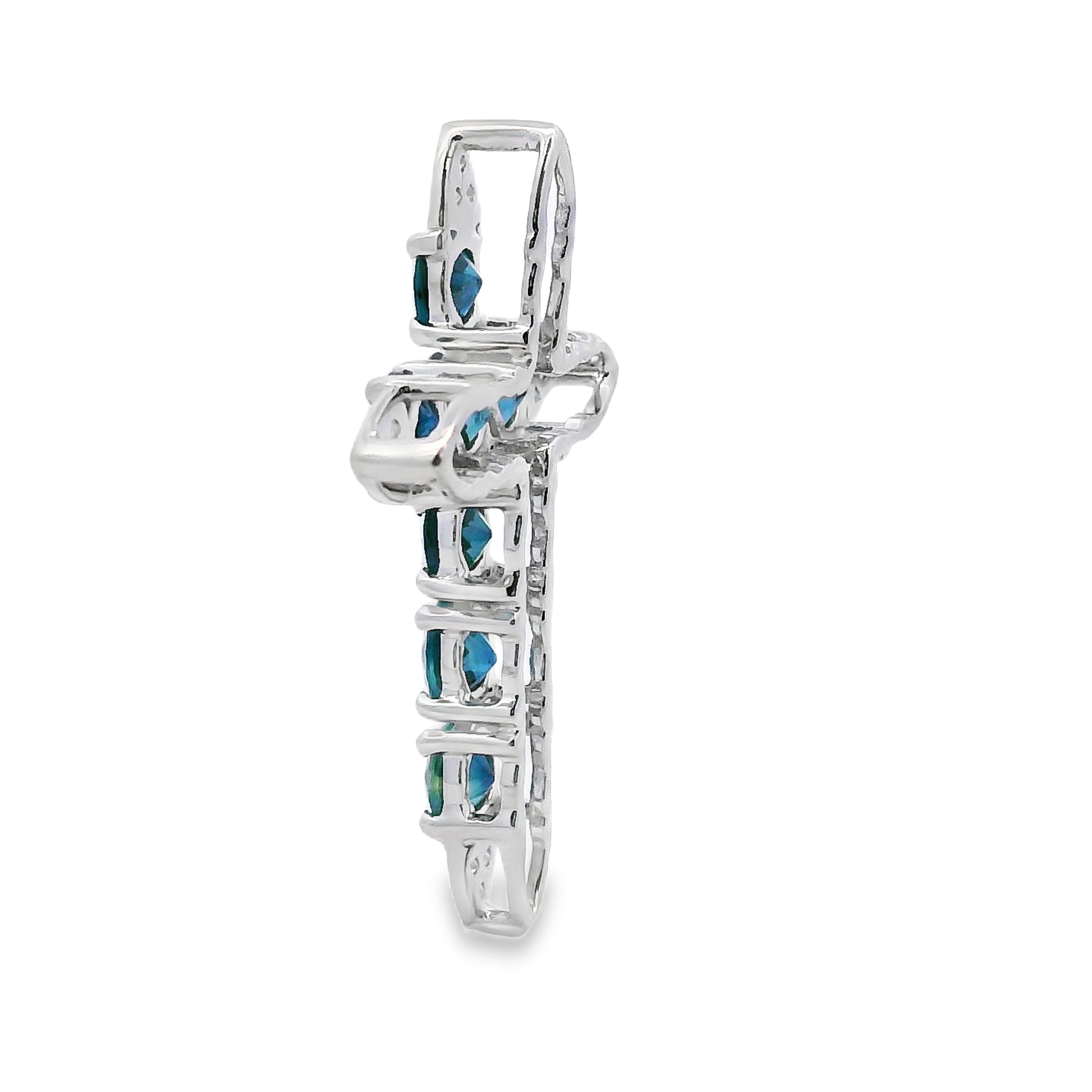 1.68ct Sapphire Cross Religious Pendant 14KT White Gold by Bids.com