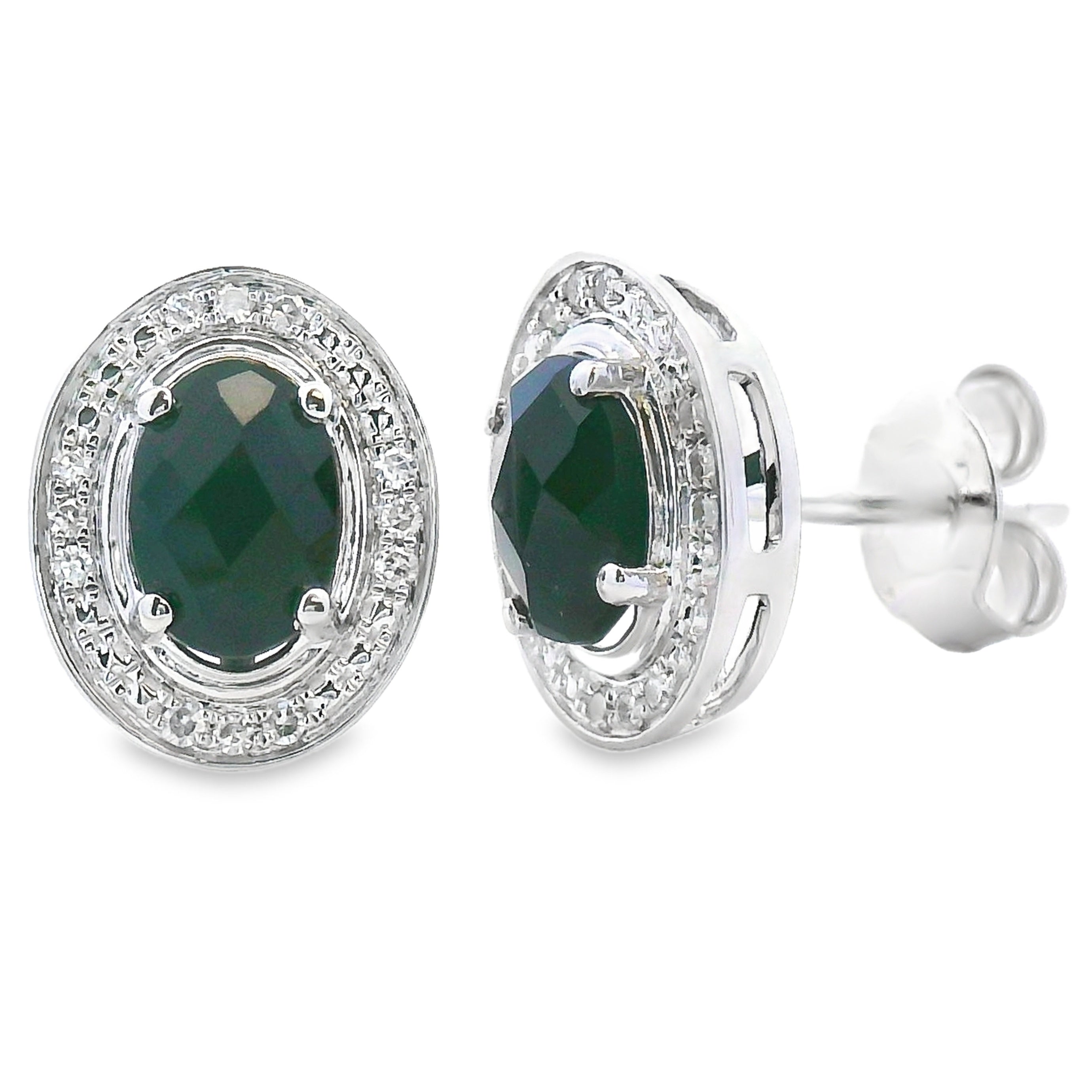 Natural 1.05ct Onyx Diamond Earrings 10KT White Gold by Bids.com