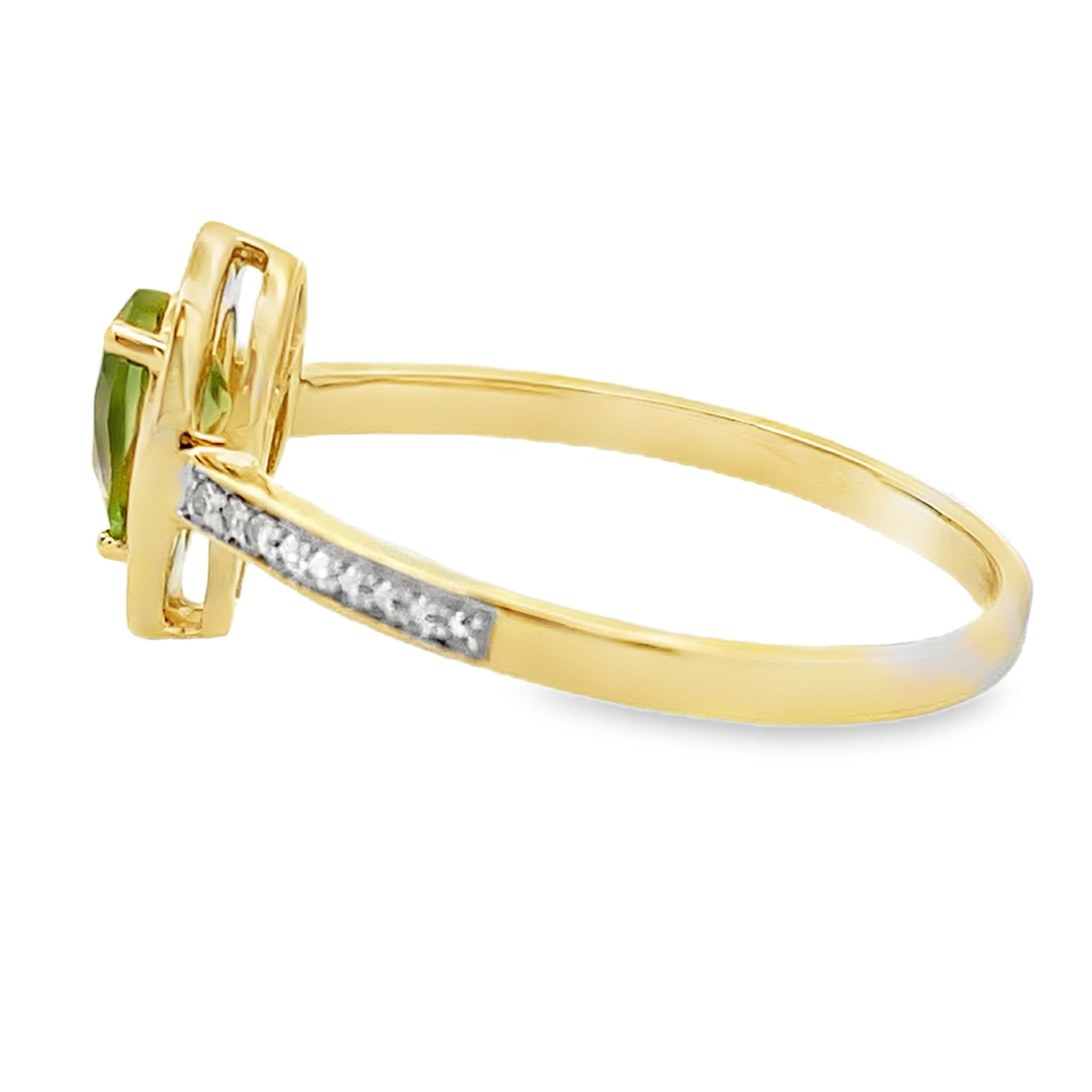 Genuine .50ct Peridot Diamond Ring 10KT Yellow Gold by Bids.com