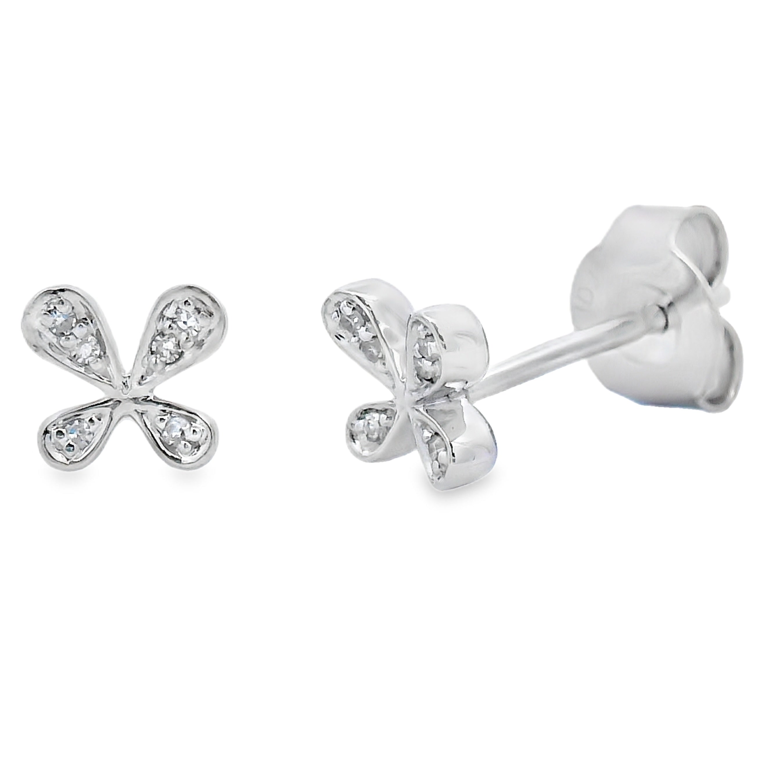 Natural .03ct Diamond Earrings 10KT White Gold by Bids.com