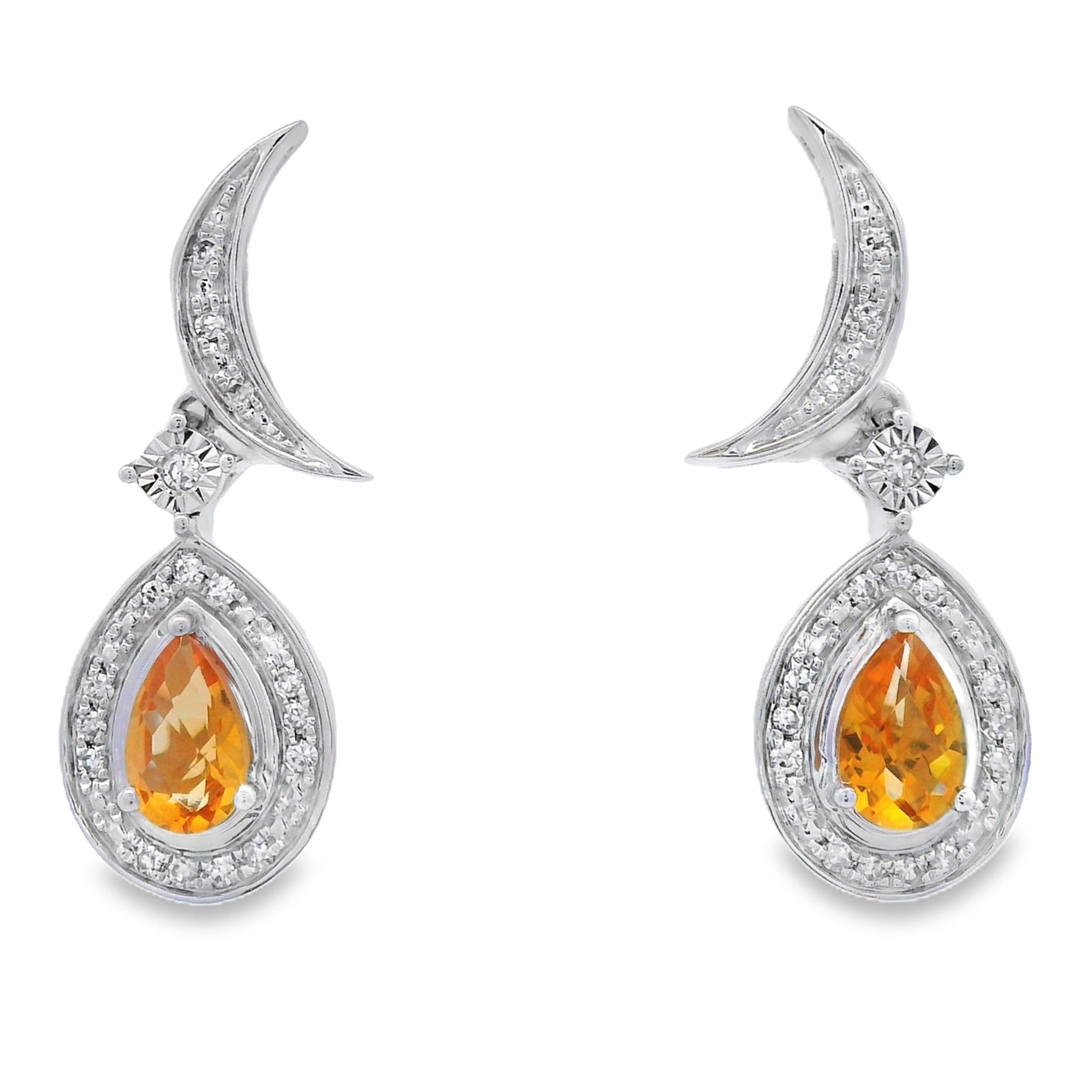 .48ct Citrine Diamond Dangle Earrings 10KT White Gold by Bids.com